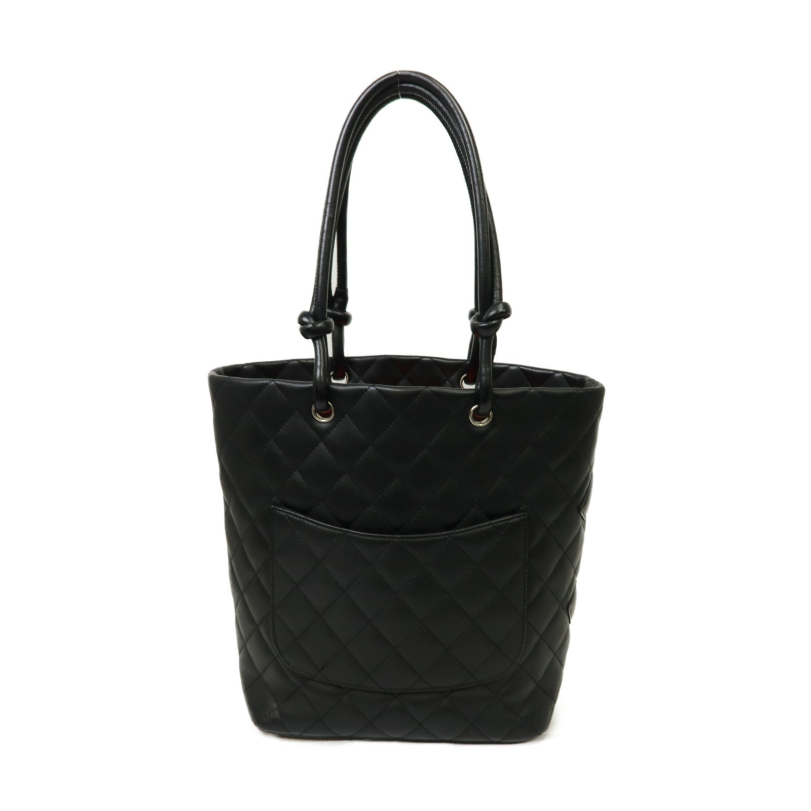CHANEL 【激減優惠】牛皮皮革Cambon Tote銀扣手挽袋黒色