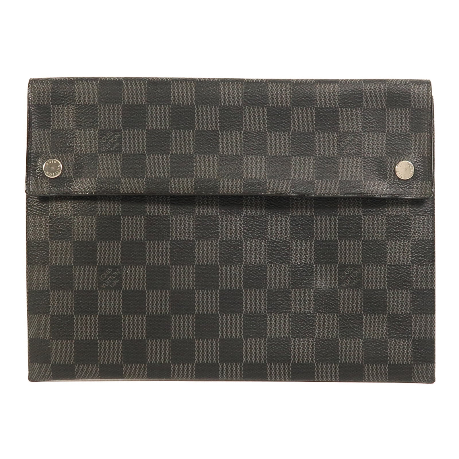 LOUIS VUITTON Damier Graphite Alpha Triple銀扣手拿包