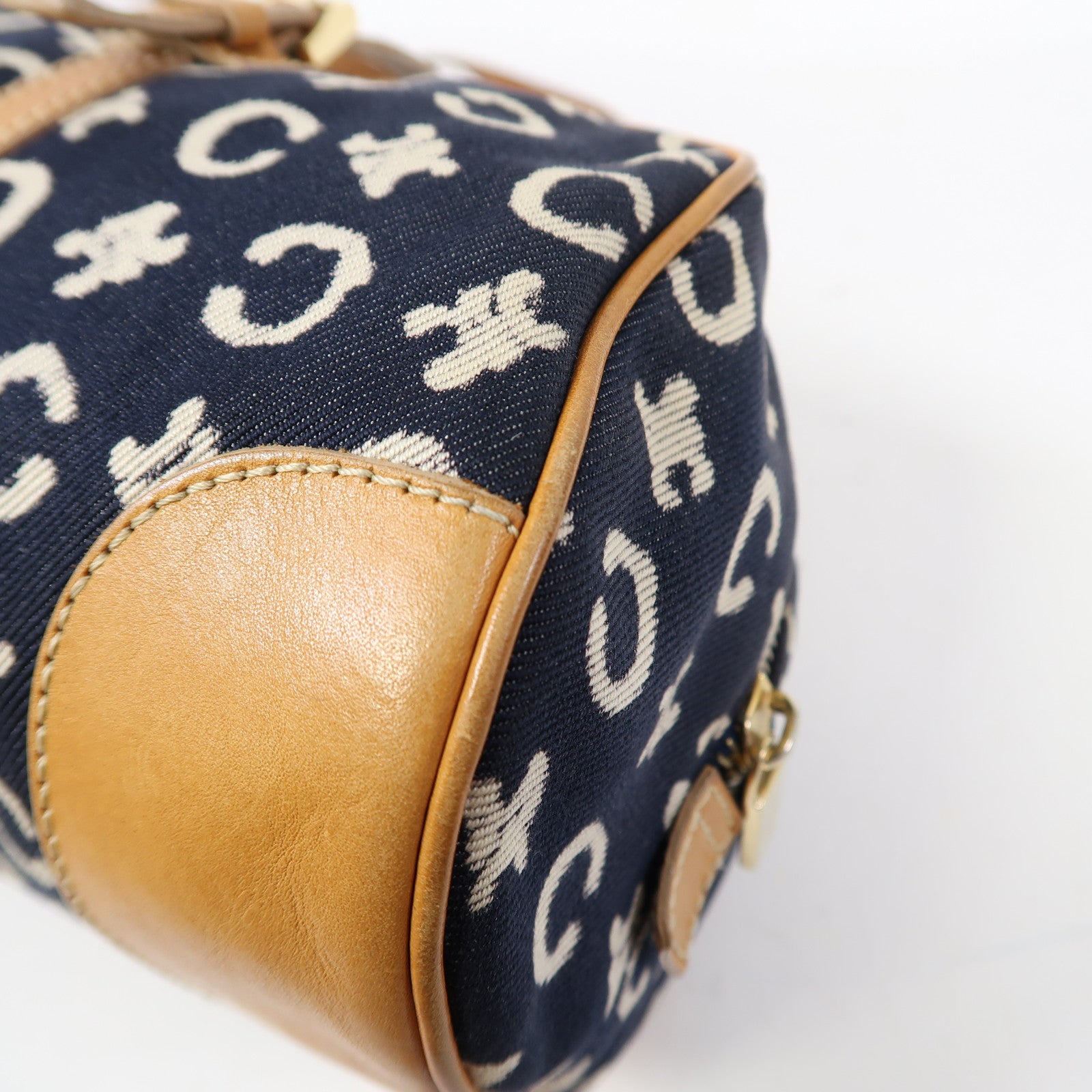 CELINE 帆布Shoulder Bag金扣肩背袋深藍色