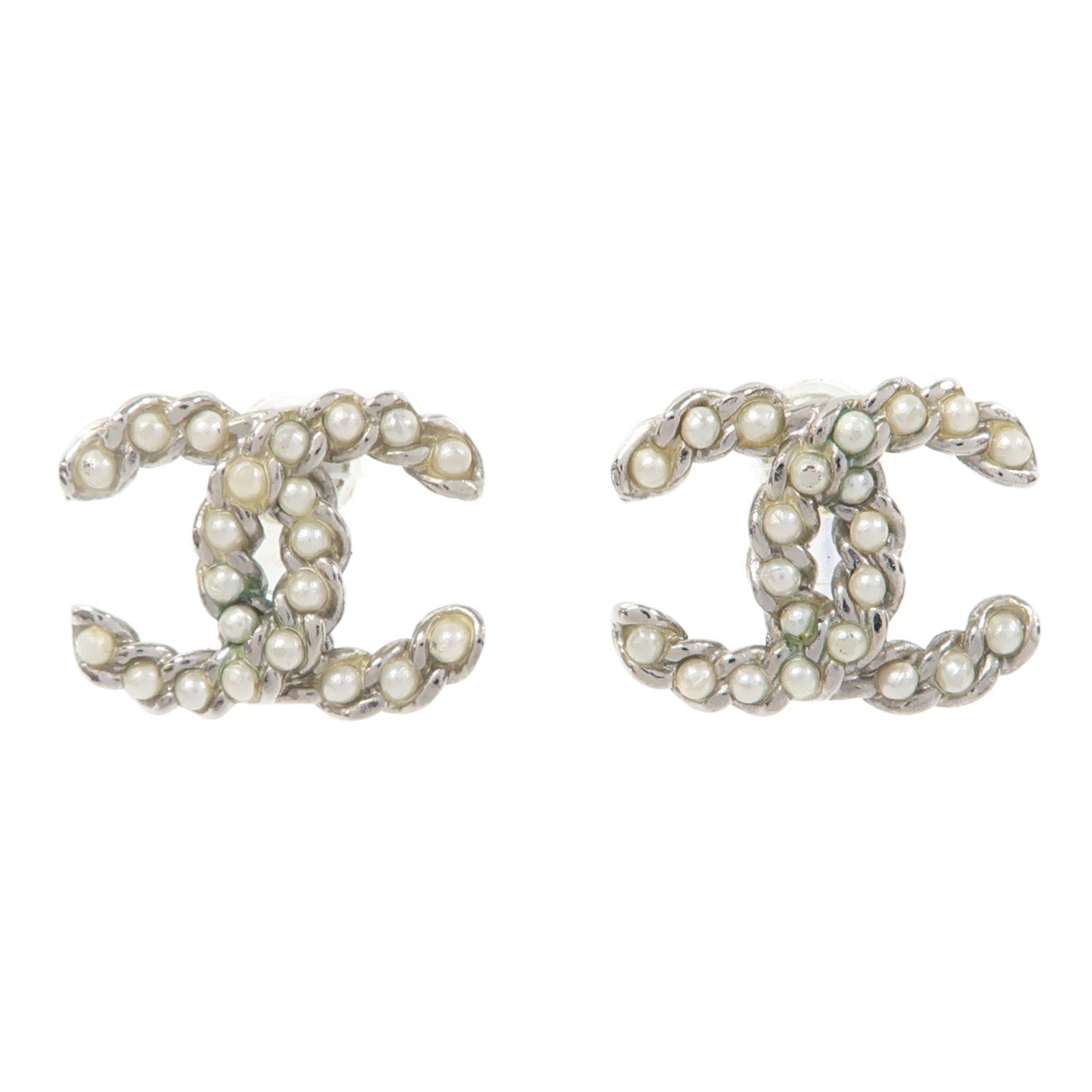 CHANEL 金屬Earrings耳環白色