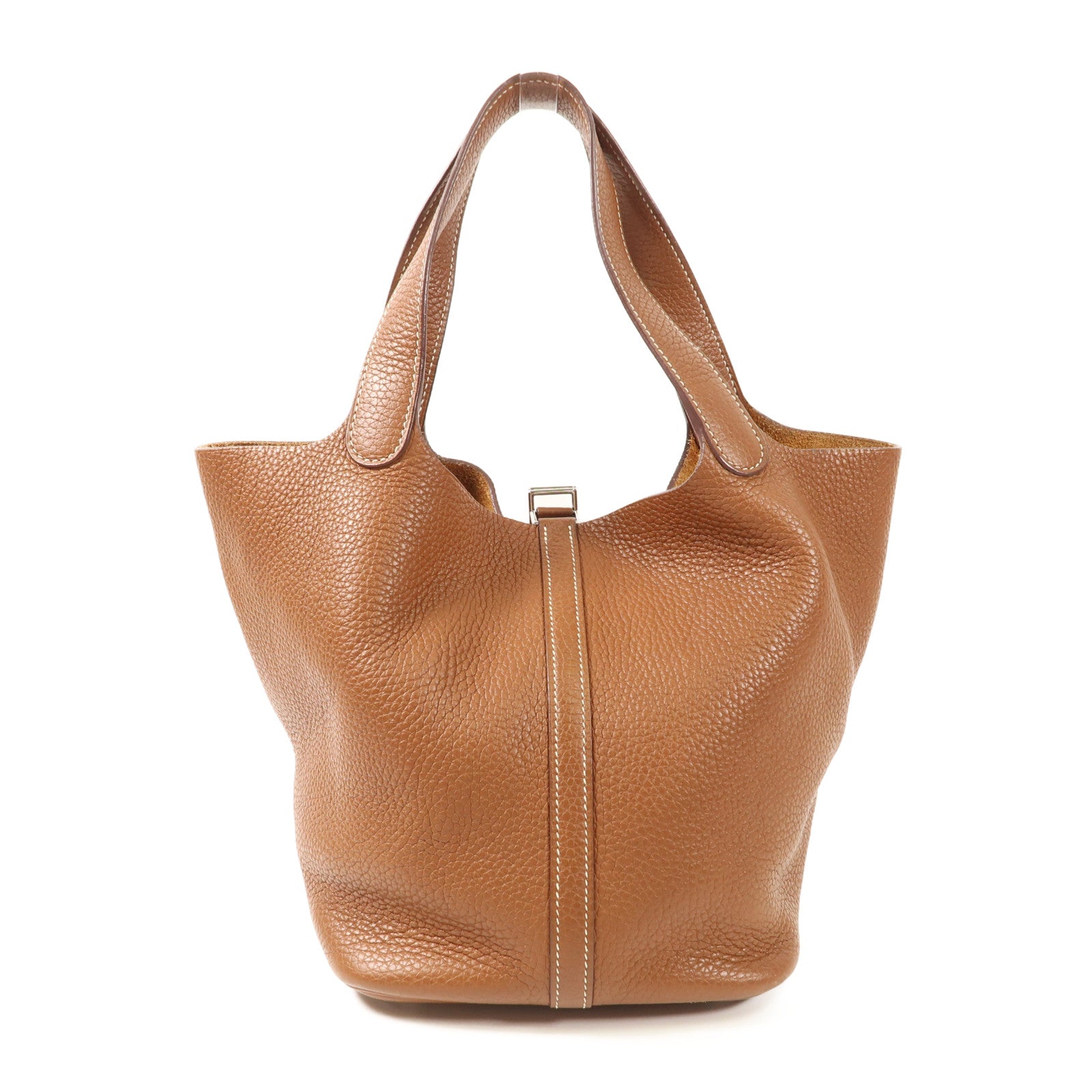 HERMES 【激減優惠】Clemence皮革Picotin MM銀扣手挽袋Gold