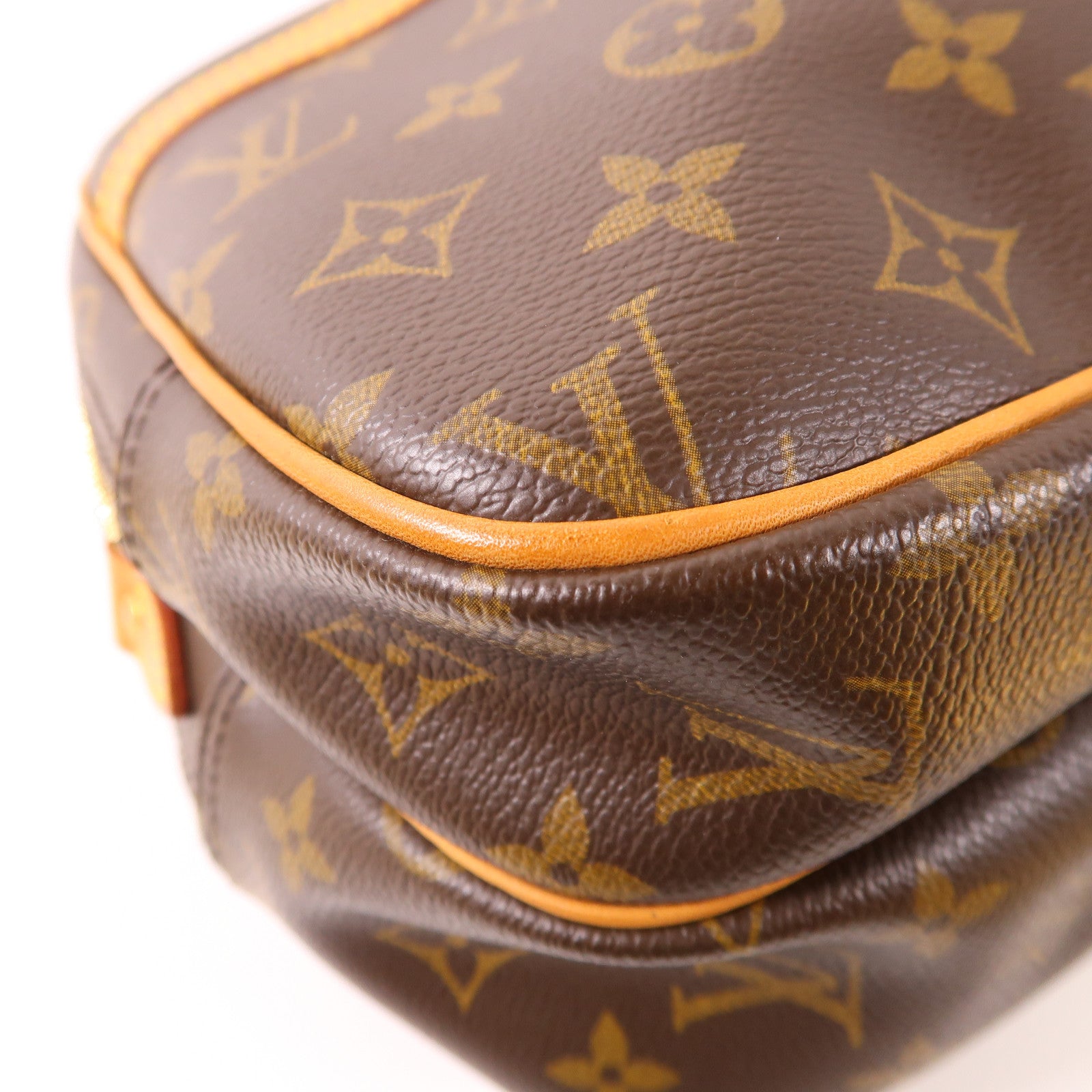 LOUIS VUITTON Monogram Reporter PM金扣肩背袋棕色