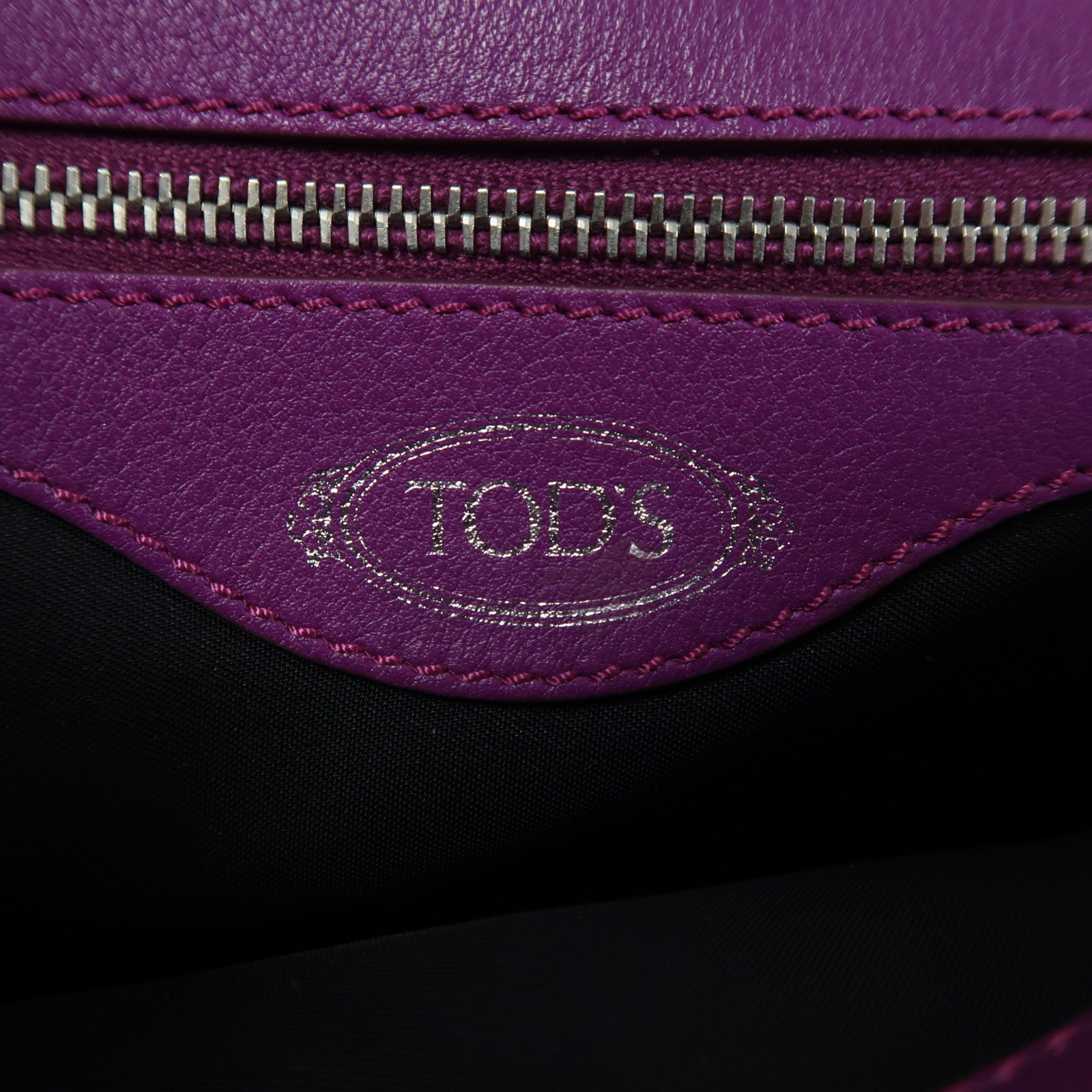 TOD'S 牛皮皮革Chain Shoulder銀扣鏈帶肩背袋紫色