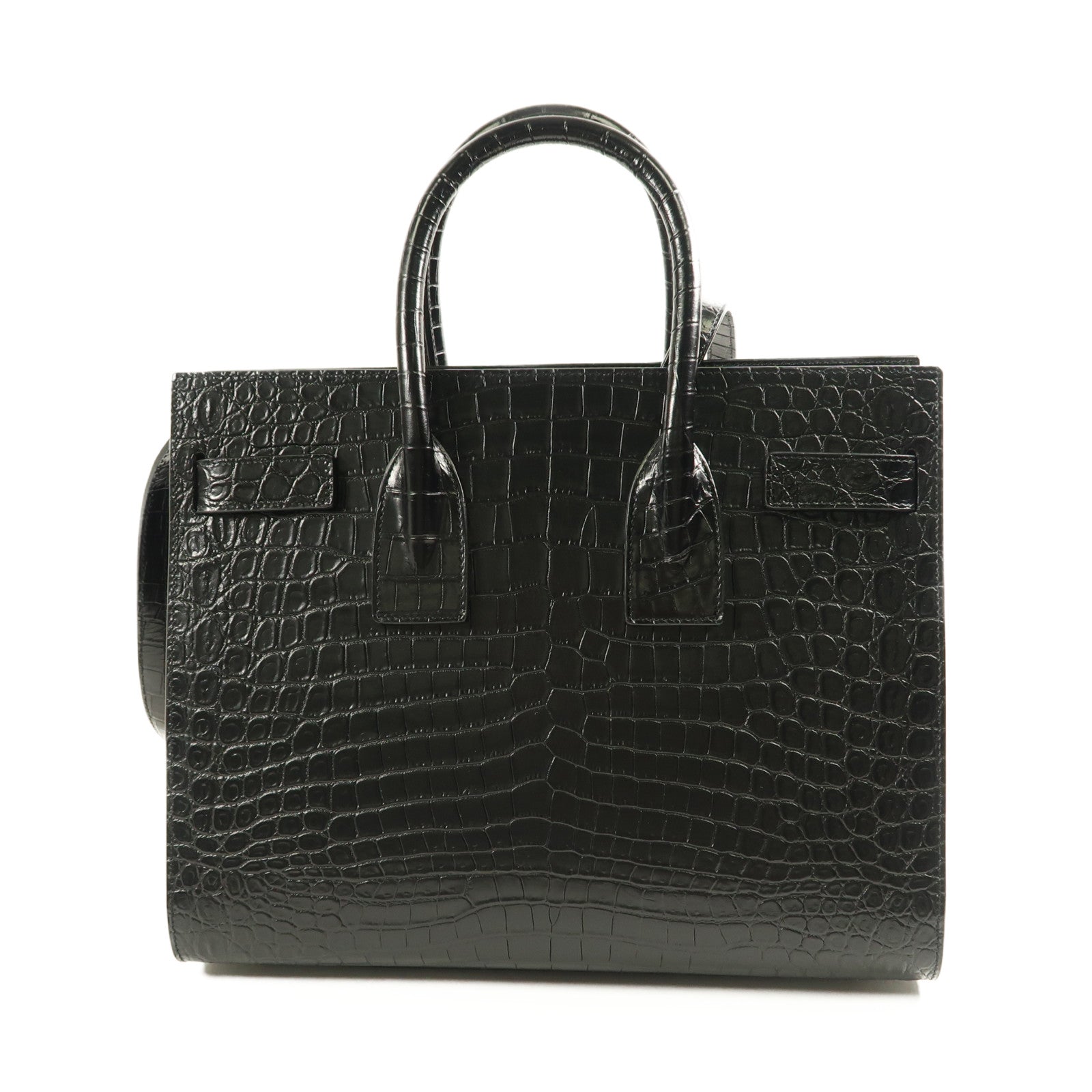 YVES SAINT LAURENT 鱷魚皮革Sac De Jour金扣手挽肩背兩用袋