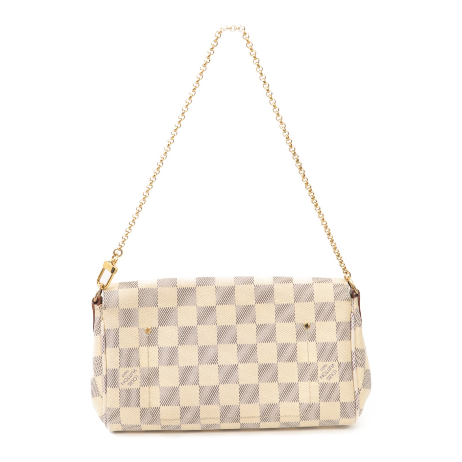 LOUIS VUITTON Damier Azur Favorite PM金扣肩背袋白色
