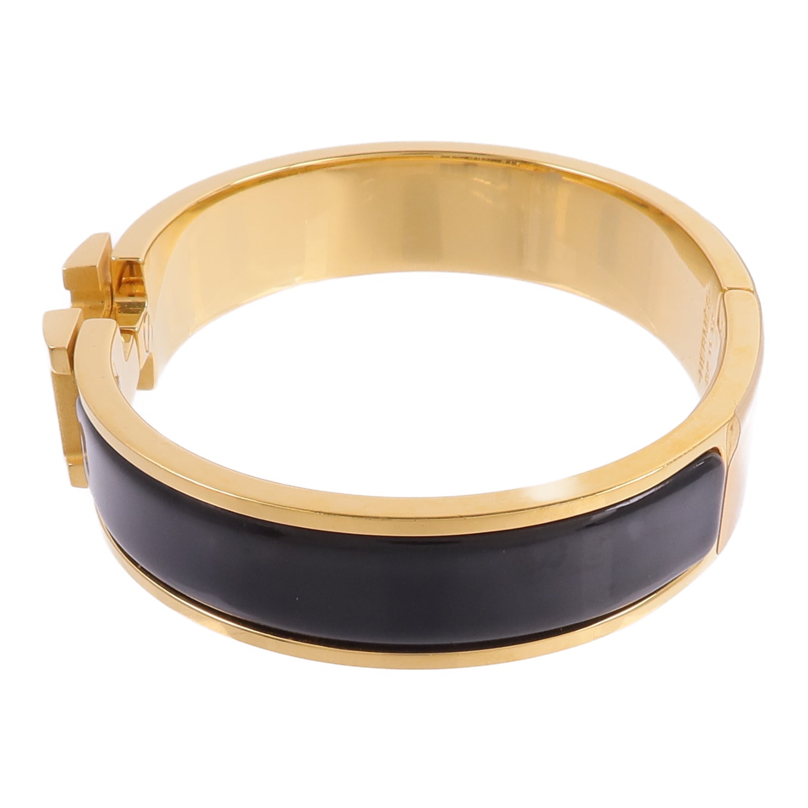 HERMES 金屬/琺瑯Clic H Bracelet手鐲Noir