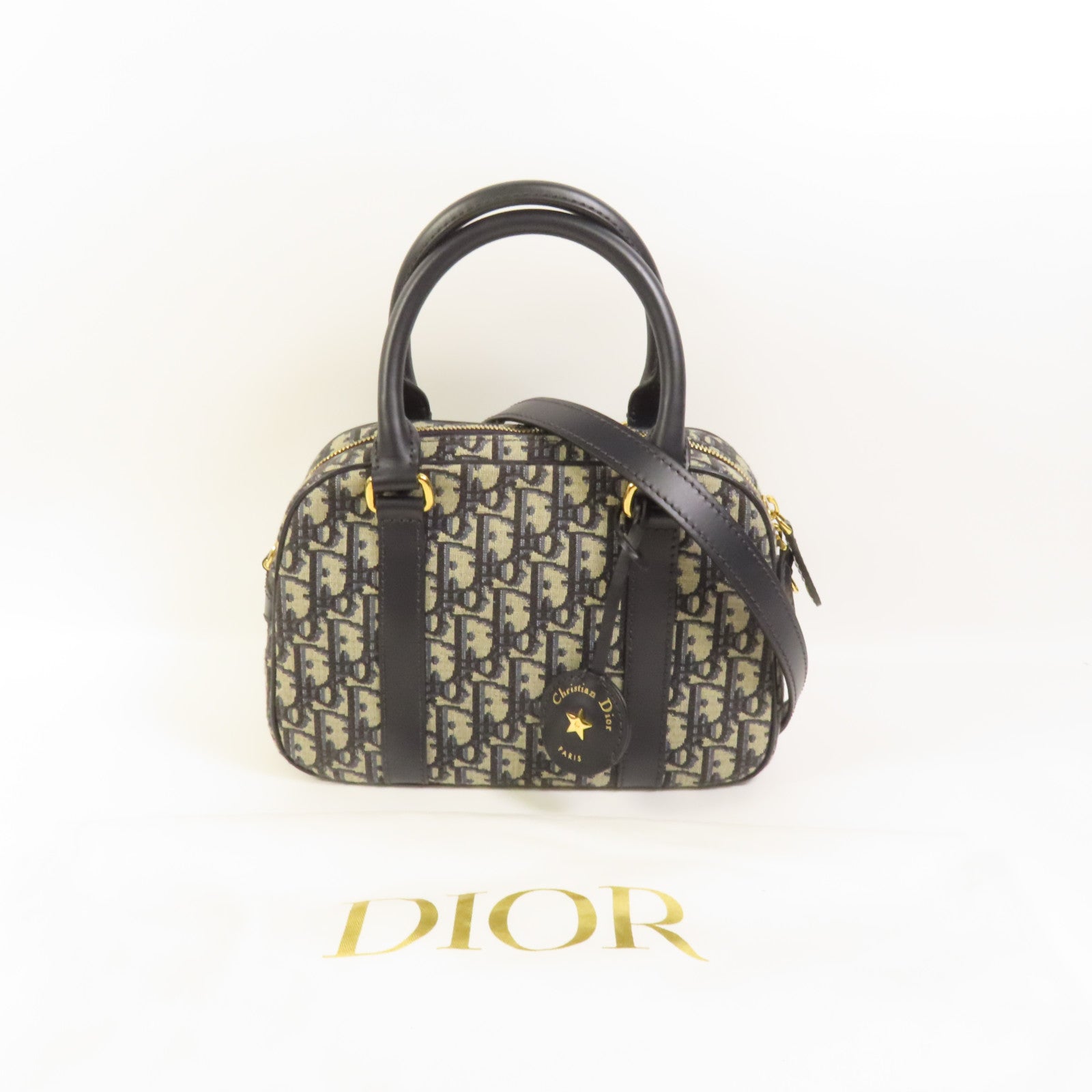 Dior 帆布D-Vibe Medium金扣手挽肩背兩用袋