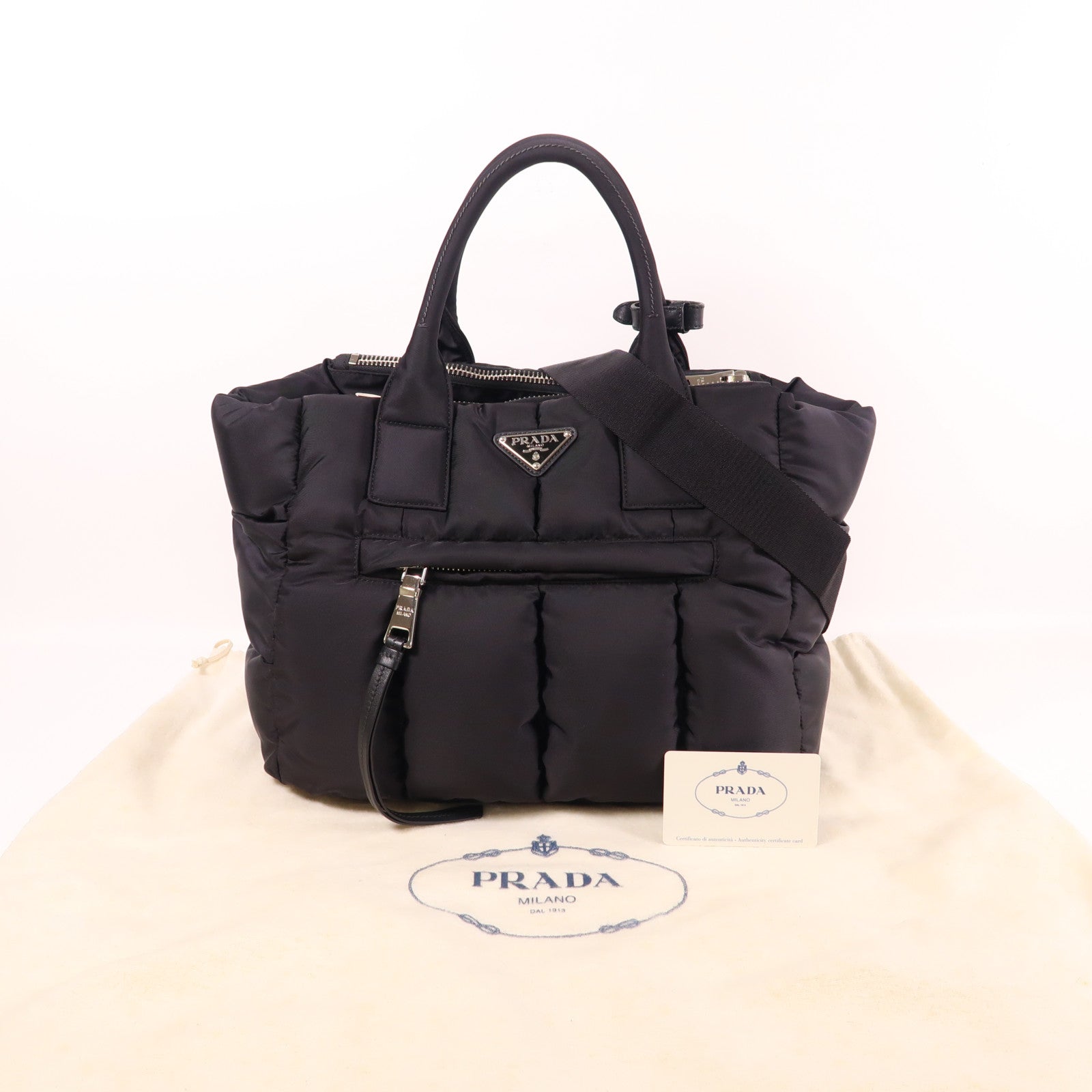 PRADA 尼龍2 Way Shoulder銀扣手挽肩背兩用袋