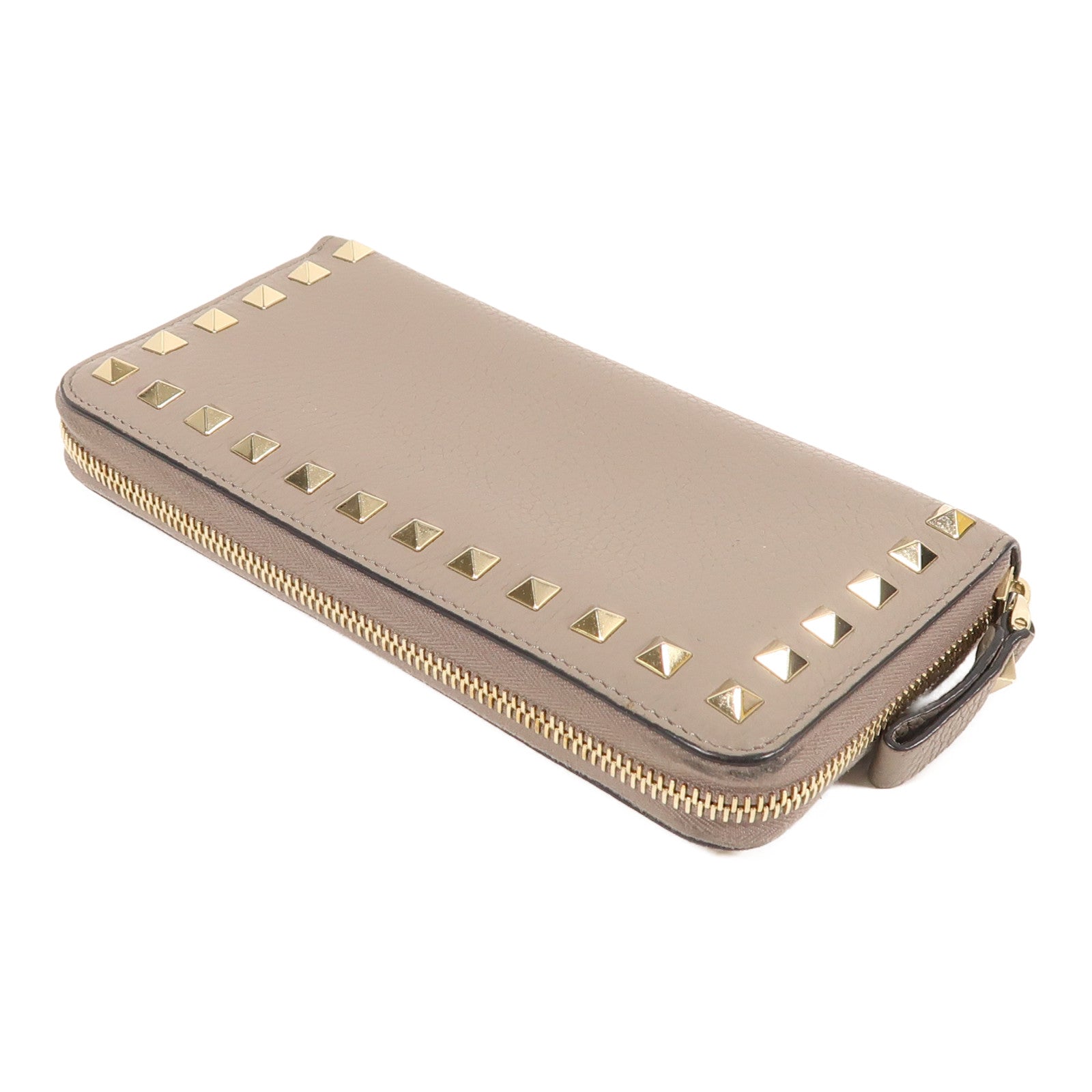 Valentino 牛皮皮革Garavani Rockstud Wallet金扣長錢包