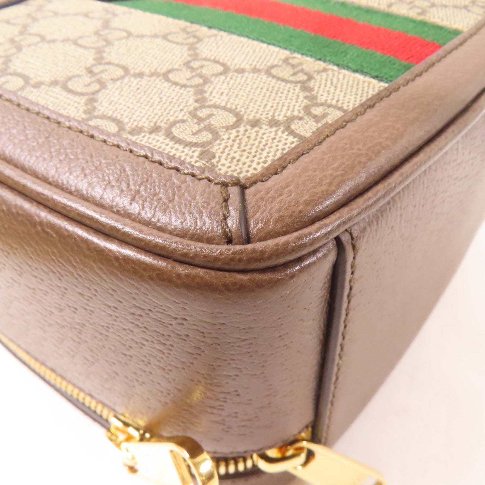 GUCCI 塗層帆布2 Way Shoulder金扣手挽肩背兩用袋啡色