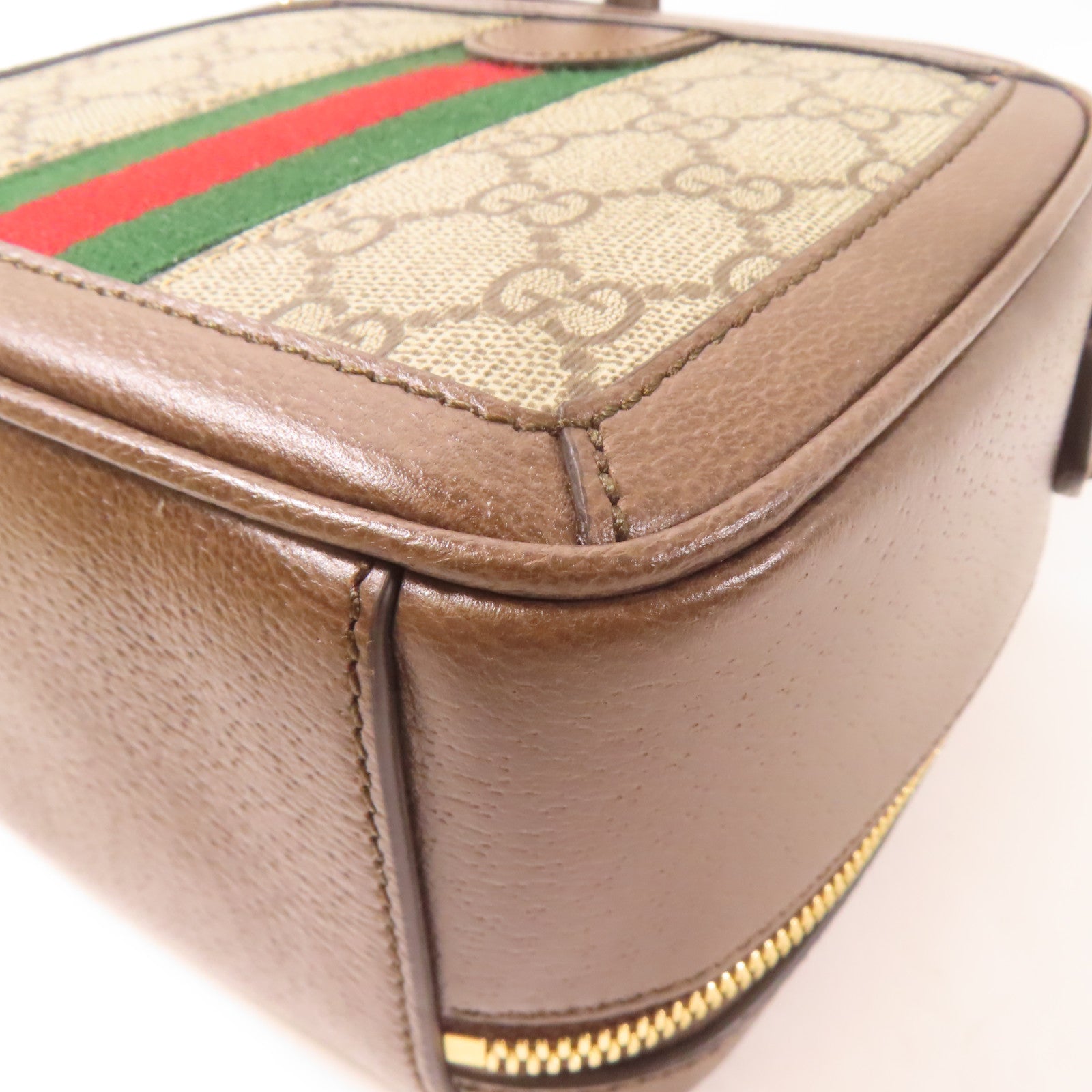 GUCCI 塗層帆布2 Way Shoulder金扣手挽肩背兩用袋啡色