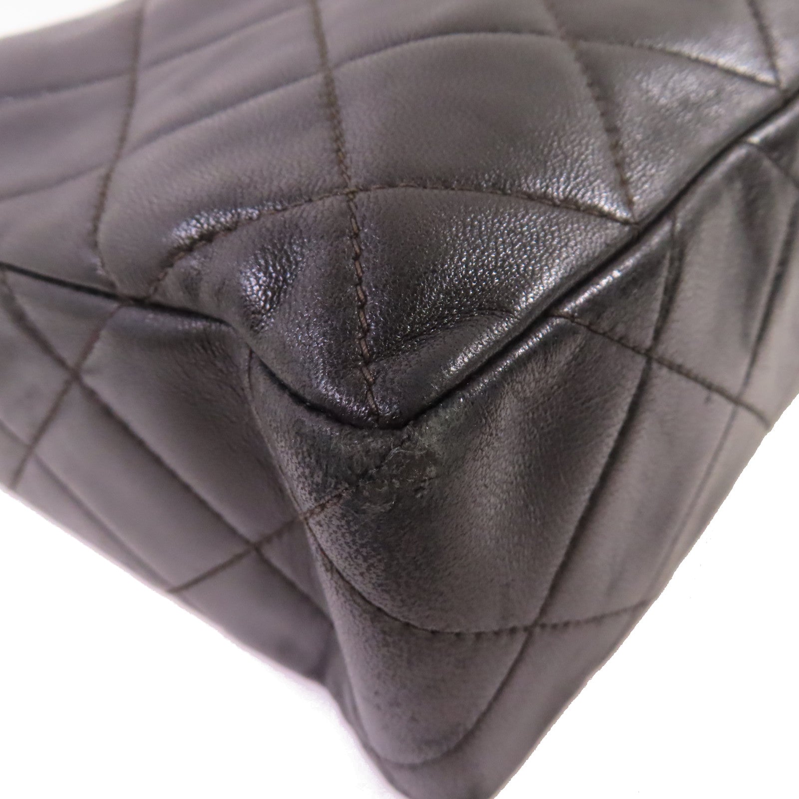 CHANEL 菱格羊皮皮革Vintage Shoulder Bag金扣肩背袋黑色