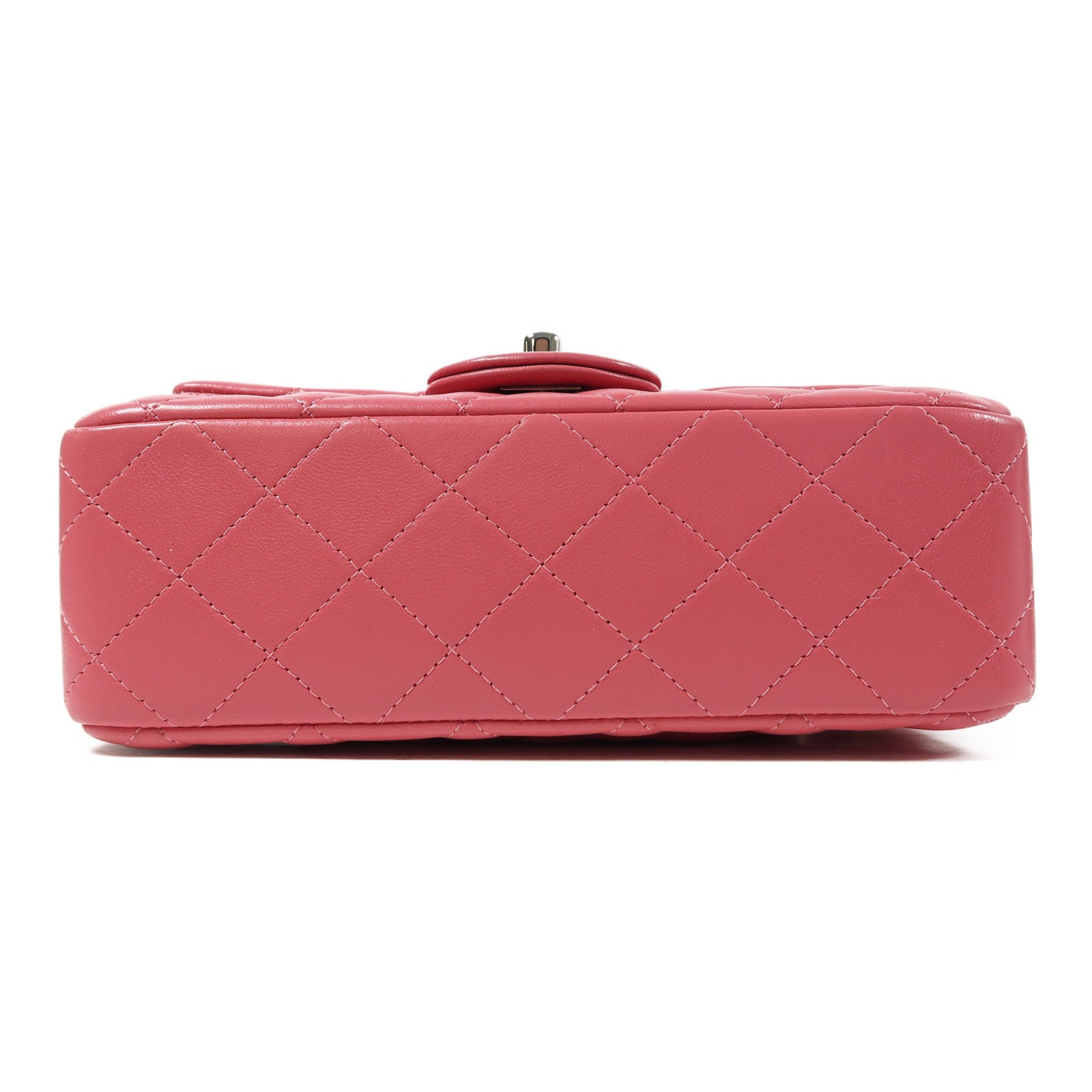 CHANEL 菱格羊皮皮革Classic Flap 20cm銀扣鏈帶肩背袋粉紅色