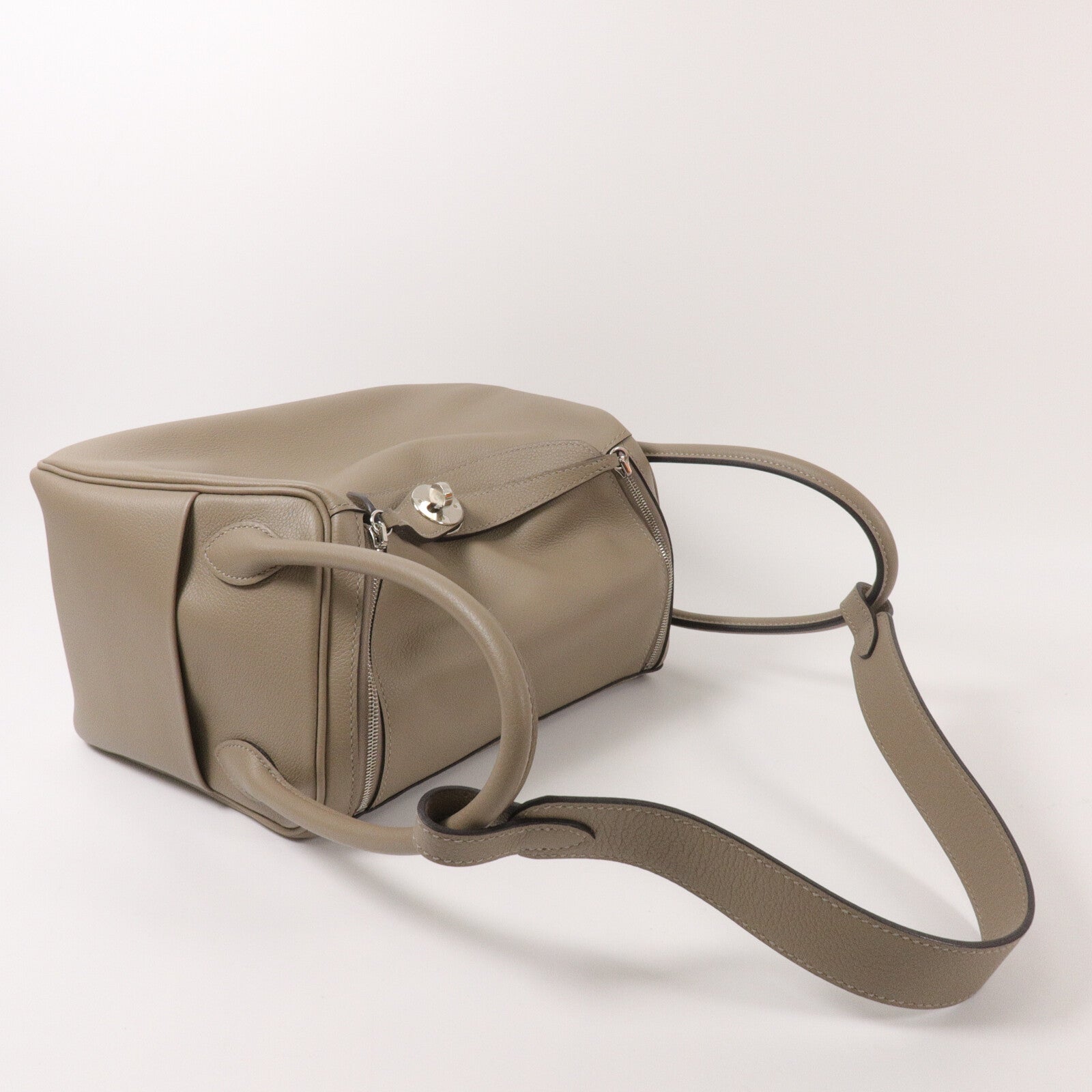 HERMES Evercolor皮革Lindy 26手挽肩背兩用袋Gris Asphalte