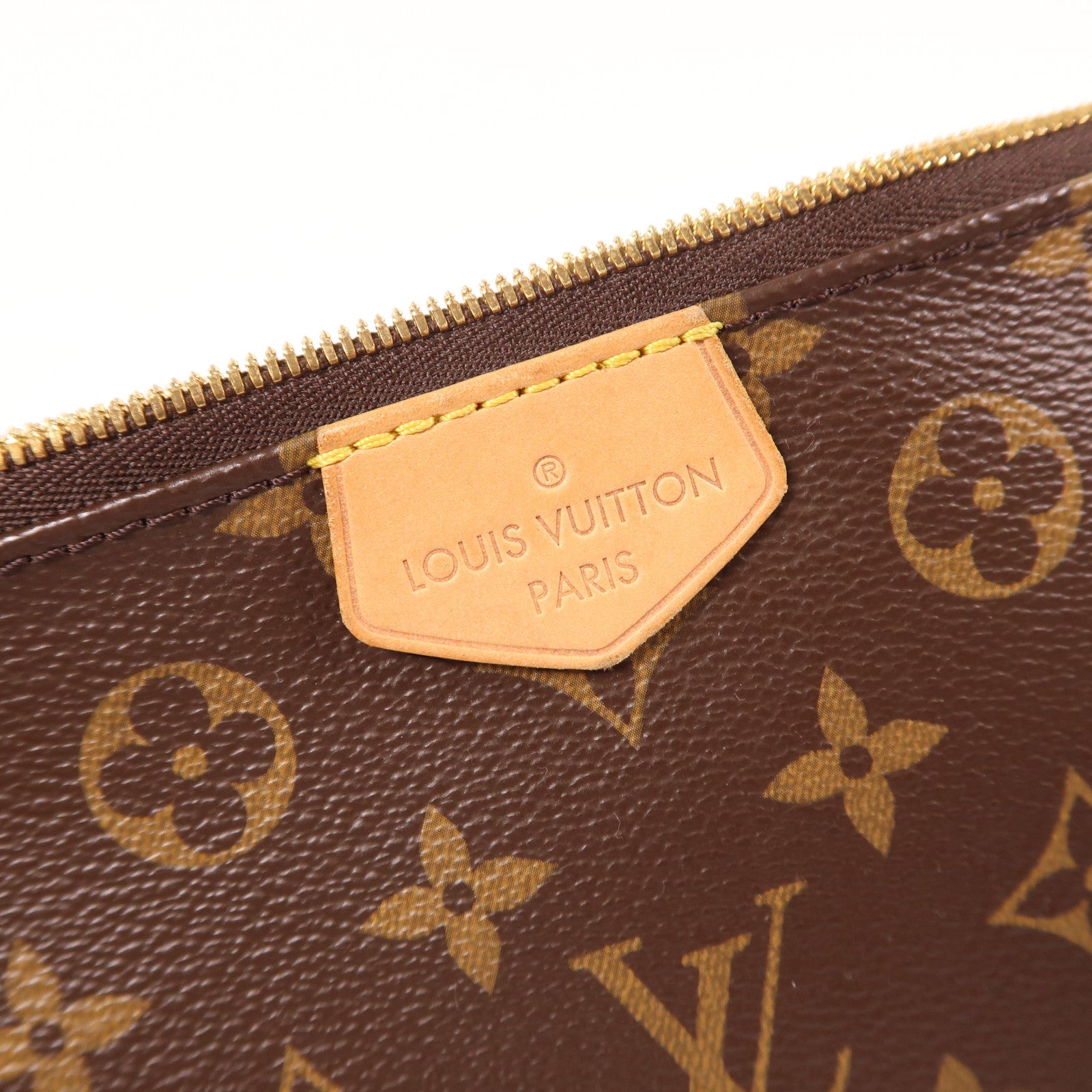 LOUIS VUITTON Monogram Multi Pochette Accessoires金扣肩背袋棕色