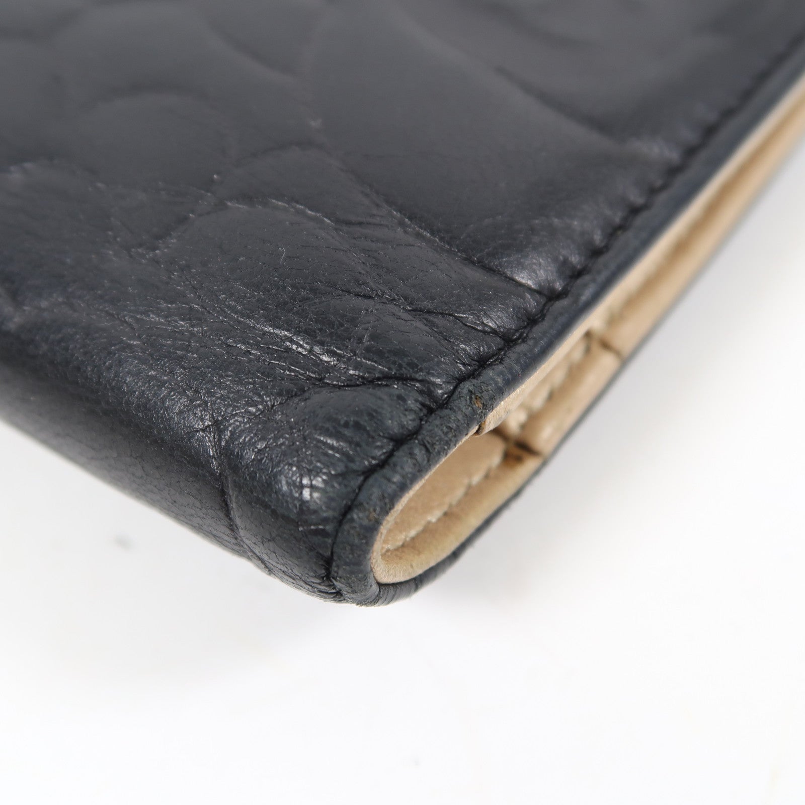 CHANEL 羊皮皮革Long Wallet金扣長錢包黑色