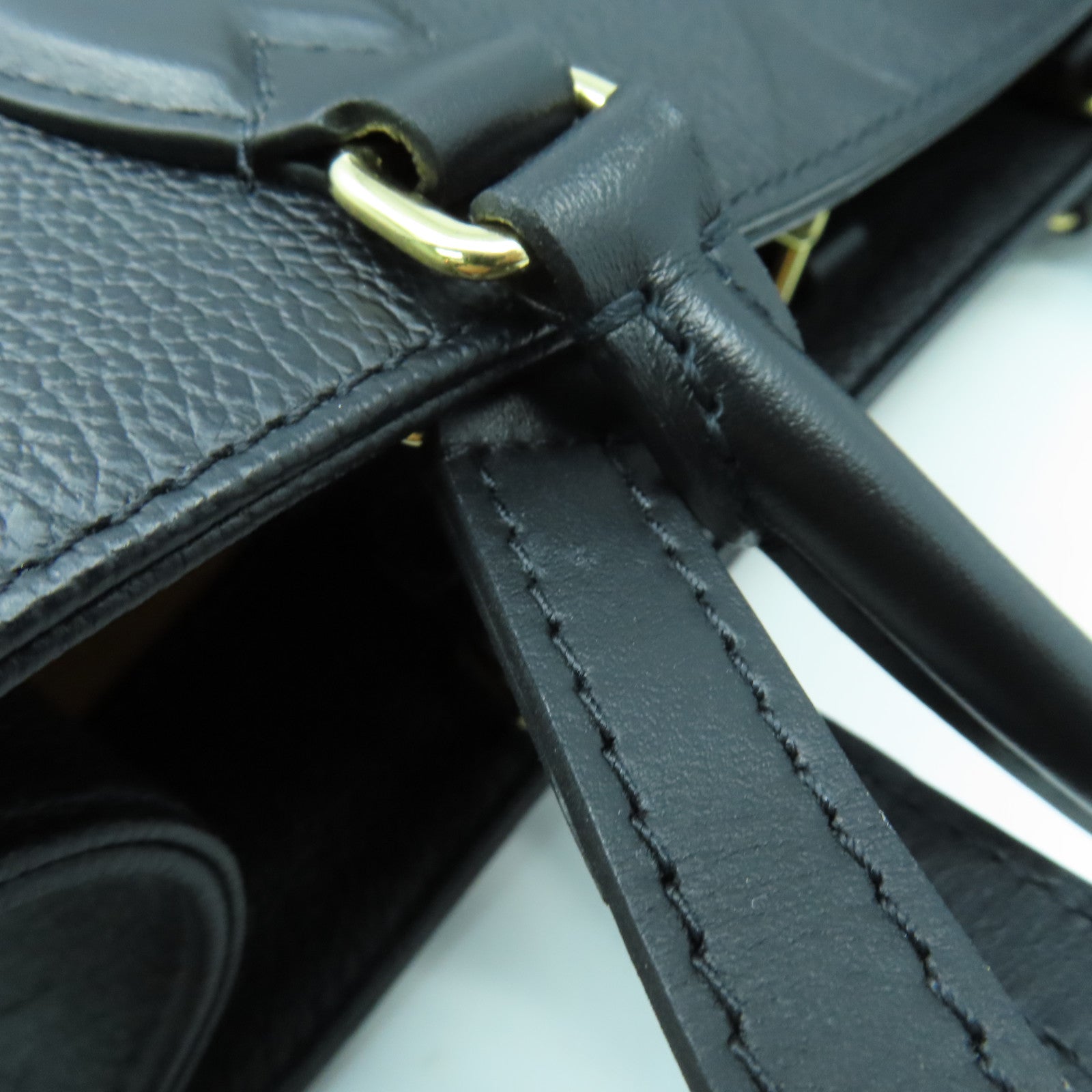 LOUIS VUITTON Monogram Empreinte On The Go MM金扣手挽肩背兩用袋黑色