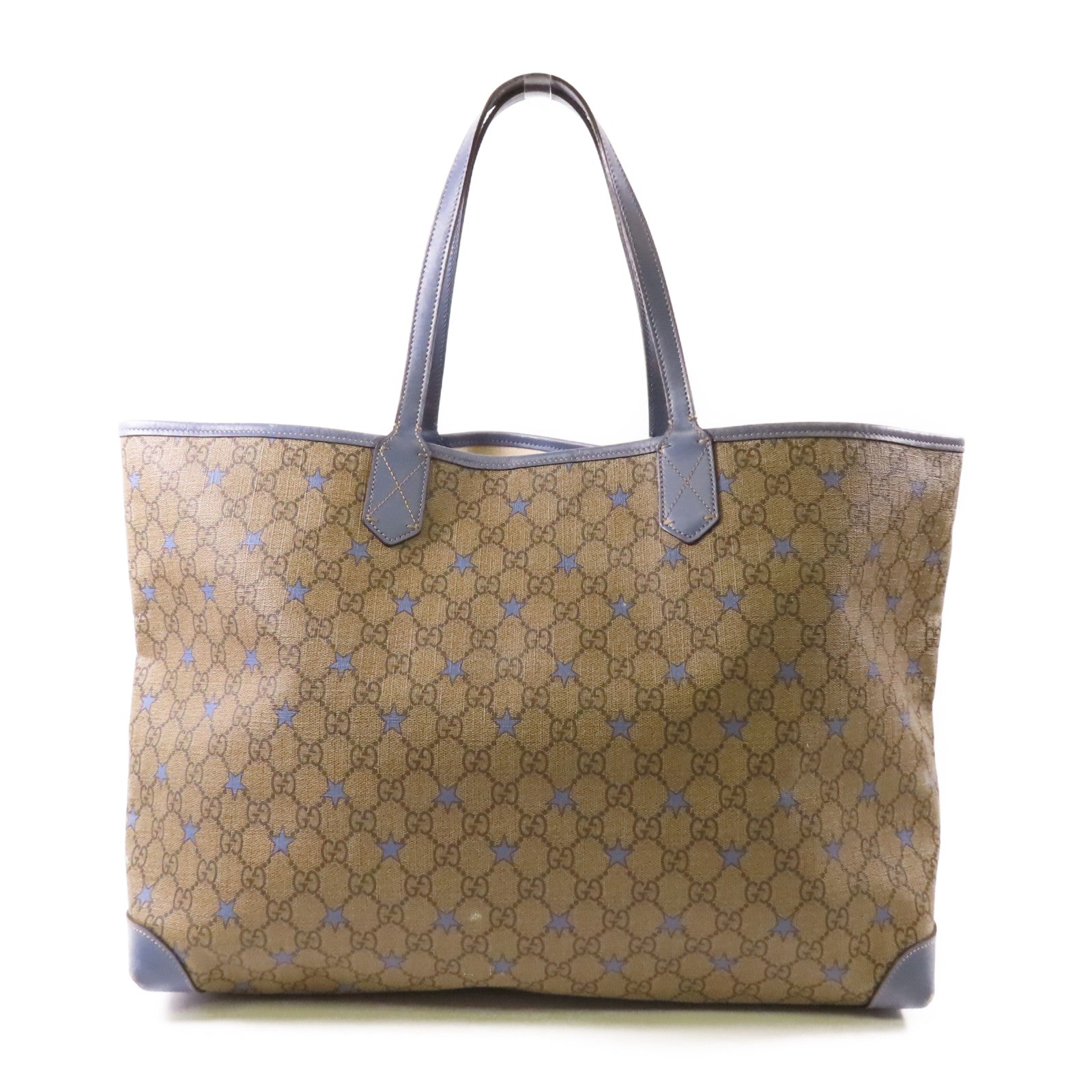 GUCCI GG Tote Bag 309497 PVC Coated Canvas Brown Blue
