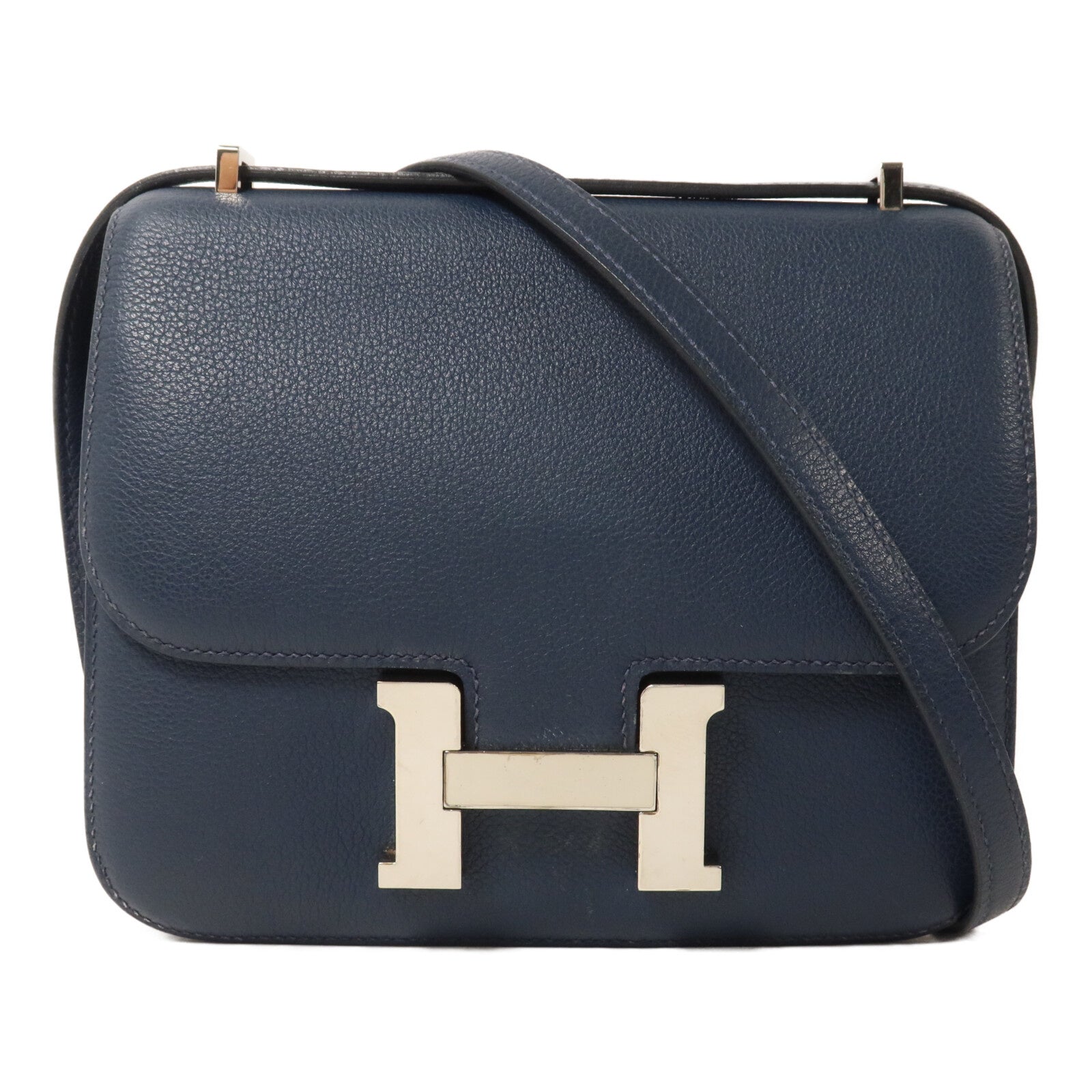 HERMES Evercolor皮革Constance Mini肩背袋Bleu Agate
