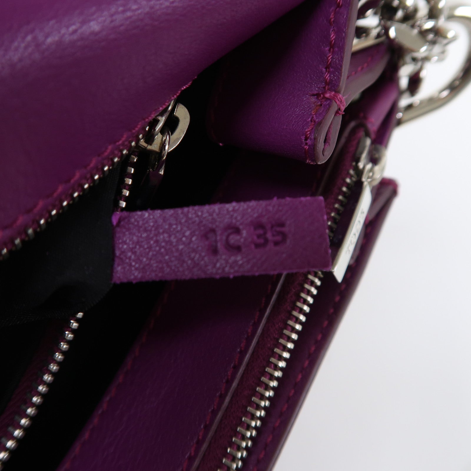 TOD'S 牛皮皮革Chain Shoulder銀扣鏈帶肩背袋紫色