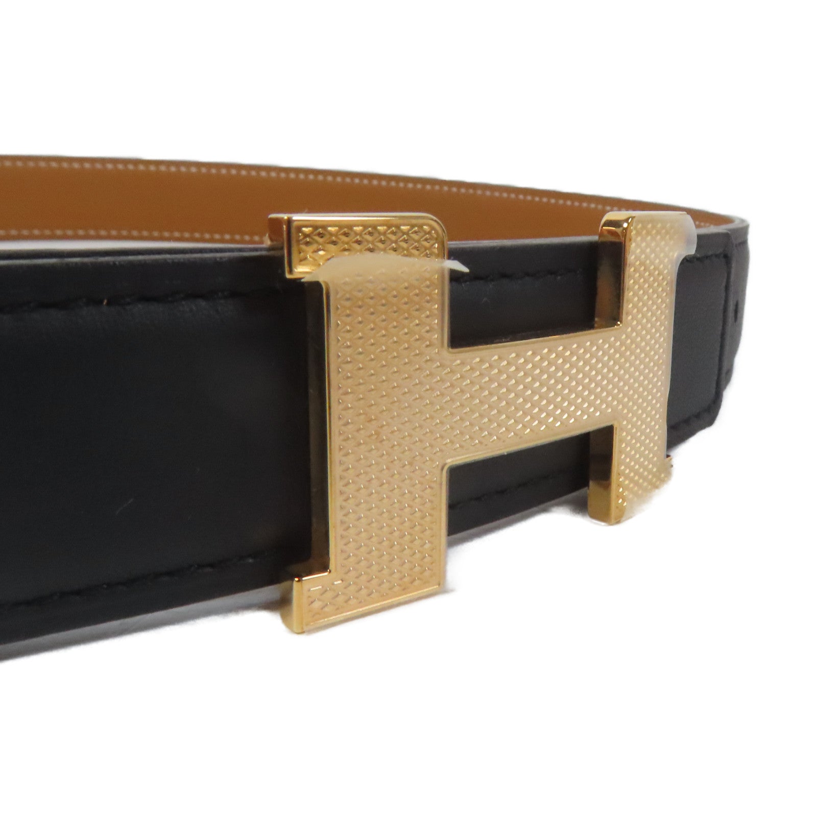 HERMES Swift皮革Belt 75cm金扣皮帶Noir黑色