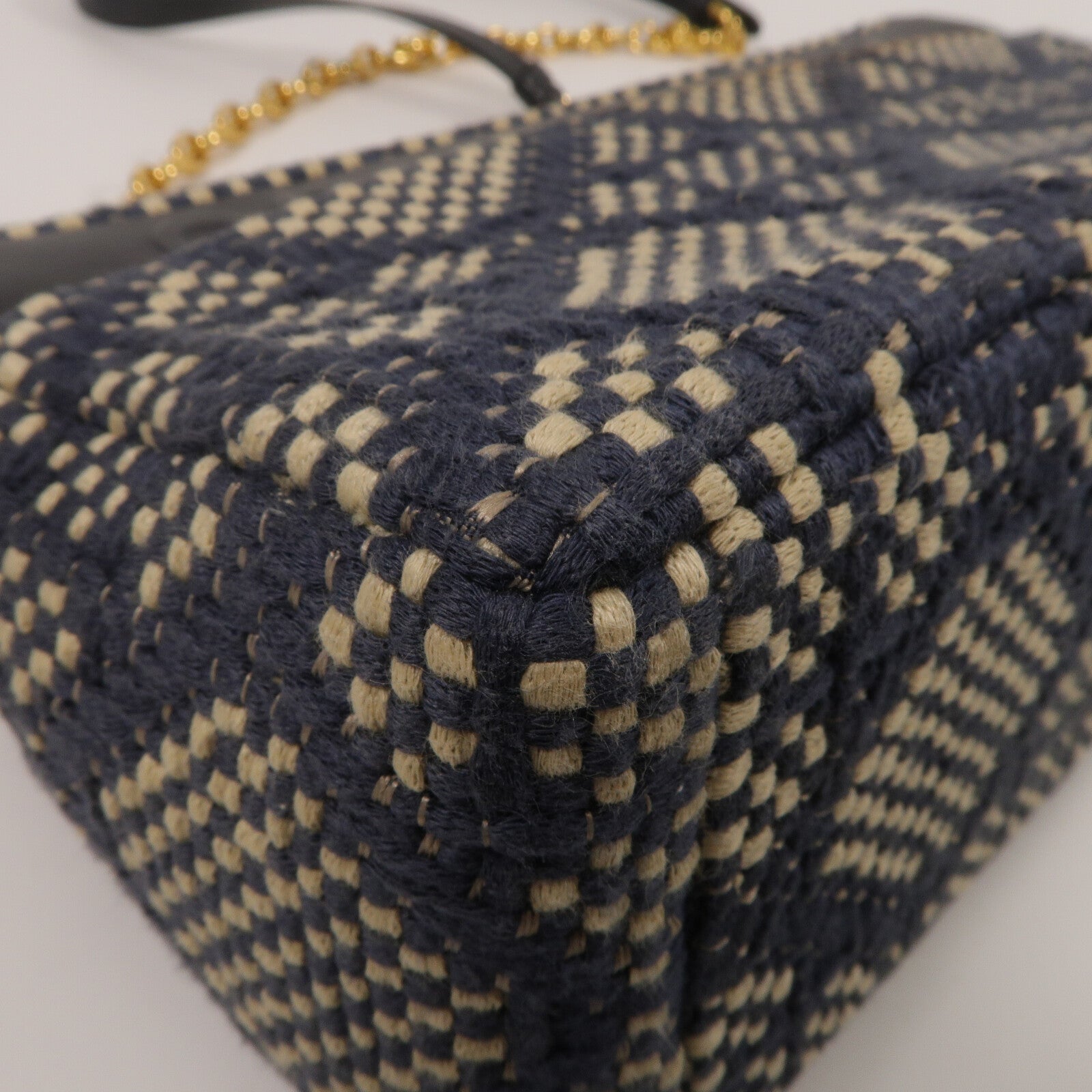 Dior Tweed/牛皮皮革Caro Medium鏈帶肩背袋