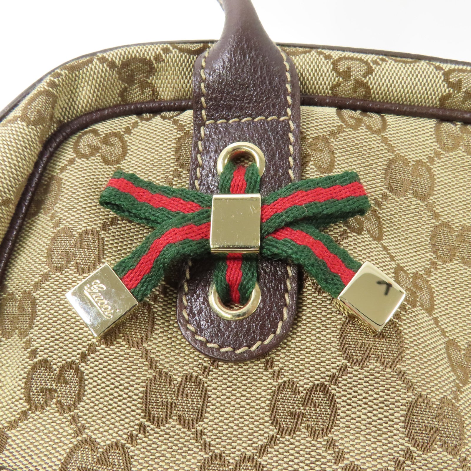 GUCCI 帆布Mini Boston Bag金扣肩背袋