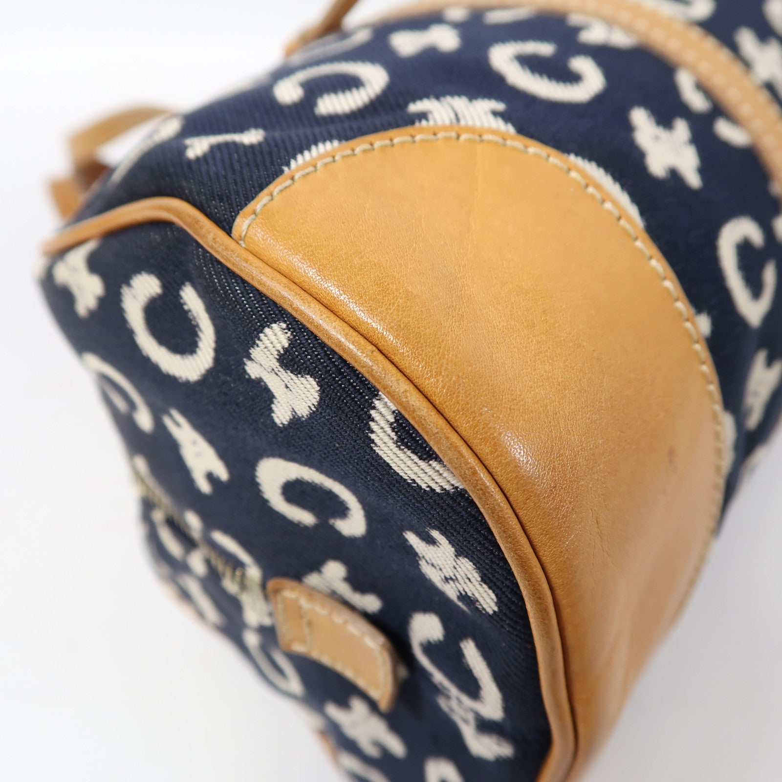 CELINE 帆布Shoulder Bag金扣肩背袋深藍色