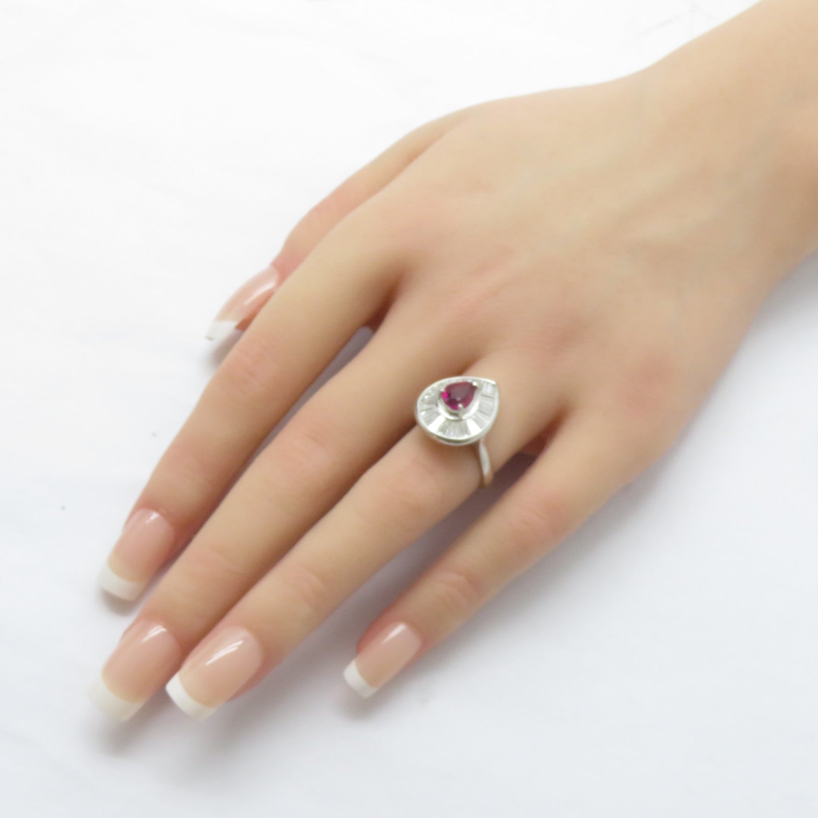 JEWELRY PT900鉑金Ruby Ring 1.34ct紅寶石/1.01ct鑚石戒指US#6.25
