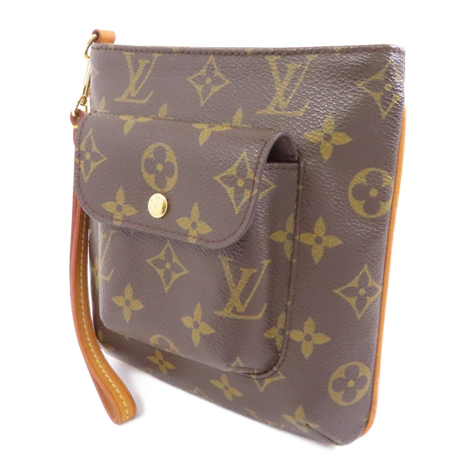 LOUIS VUITTON Monogram Particion金扣手拿包啡色