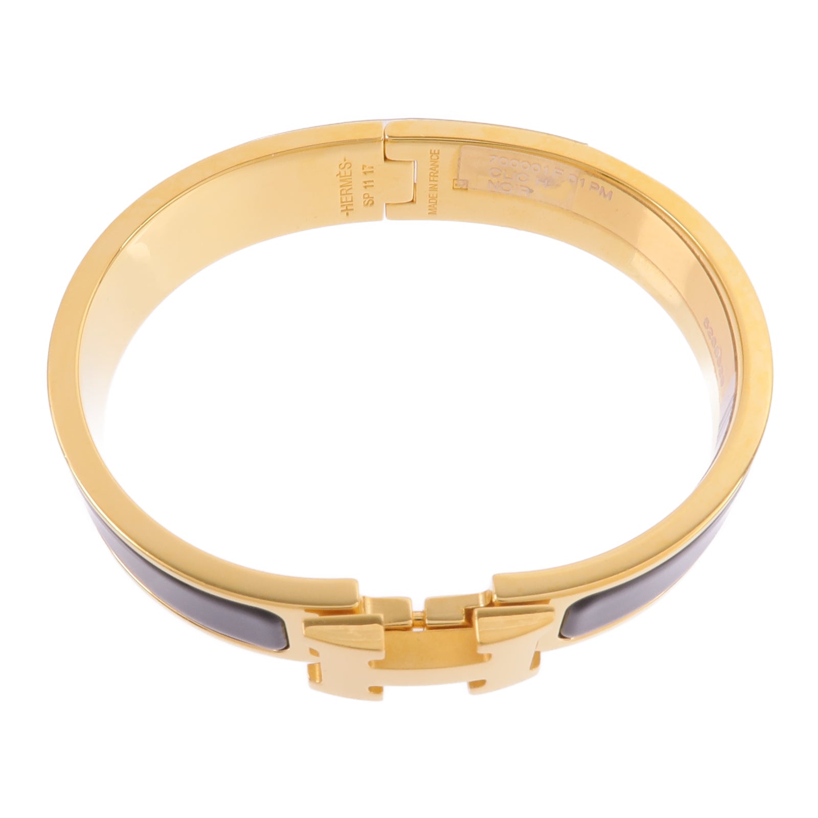 HERMES 金屬/琺瑯Clic H Bracelet手鐲Noir