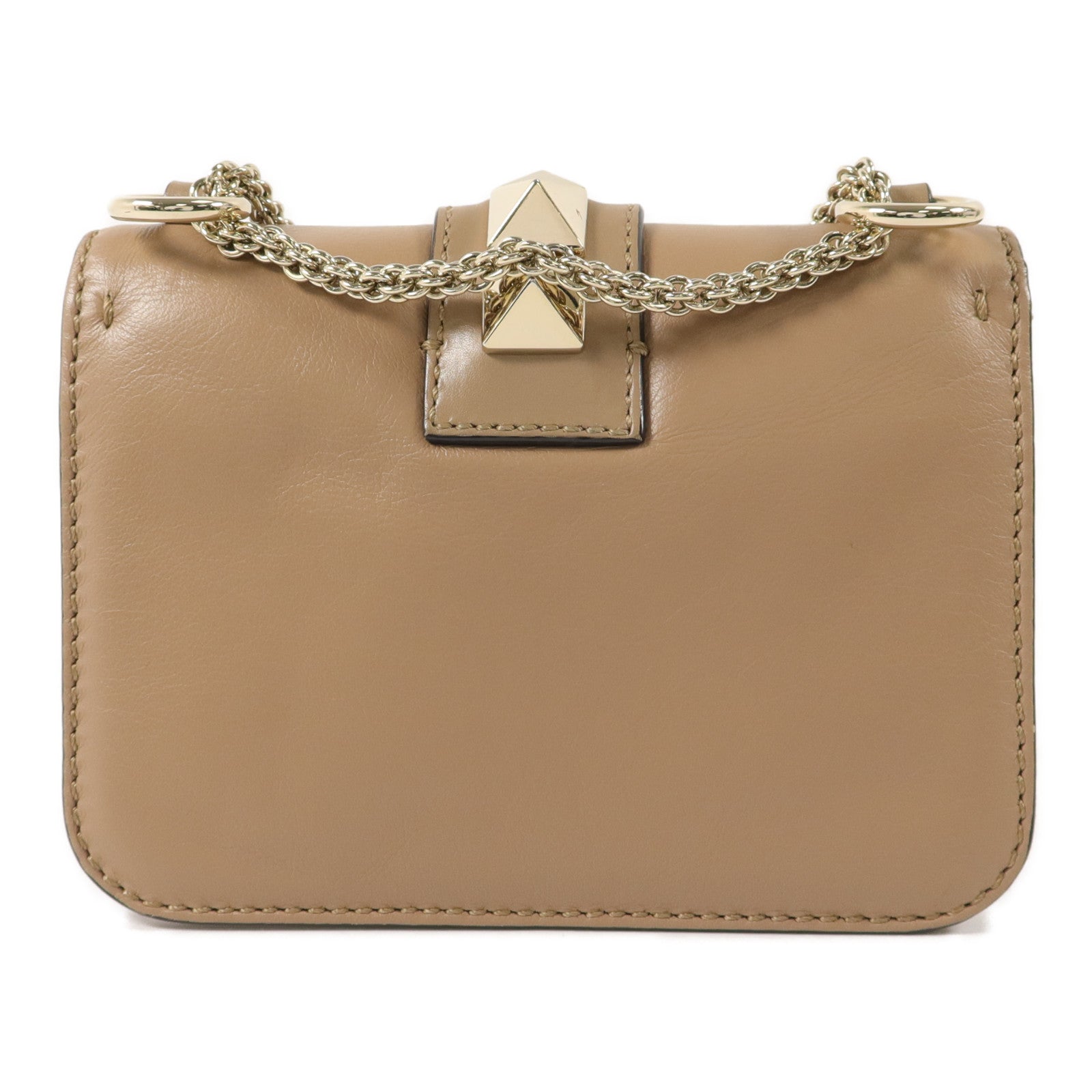 Valentino 牛皮皮革Rockstud Glam Lock Flap Bag鏈帶肩背袋