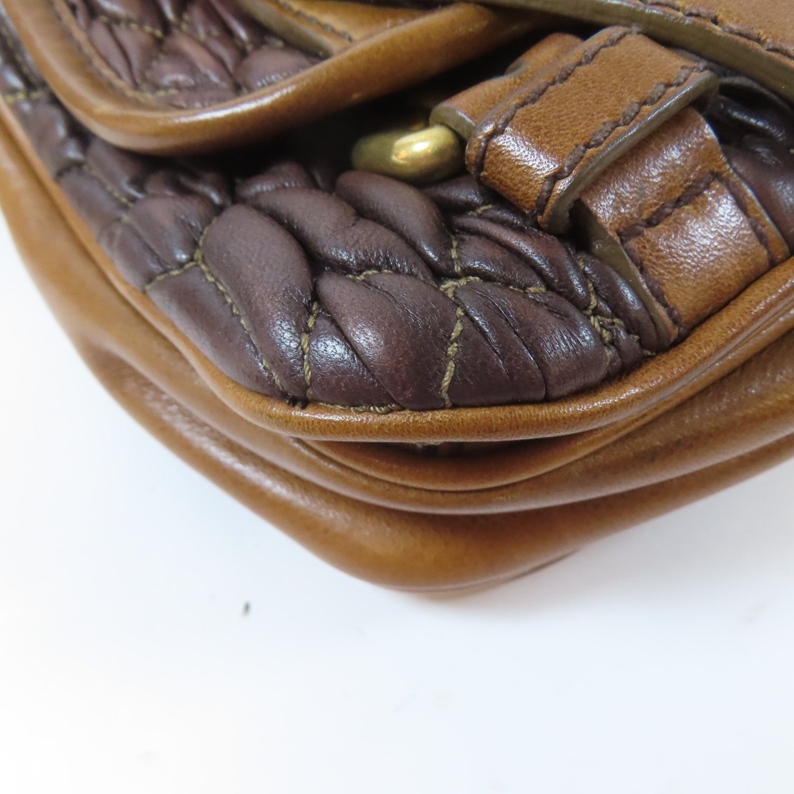 Miu Miu 羊皮皮革Shoulder Bag金扣肩背袋啡色