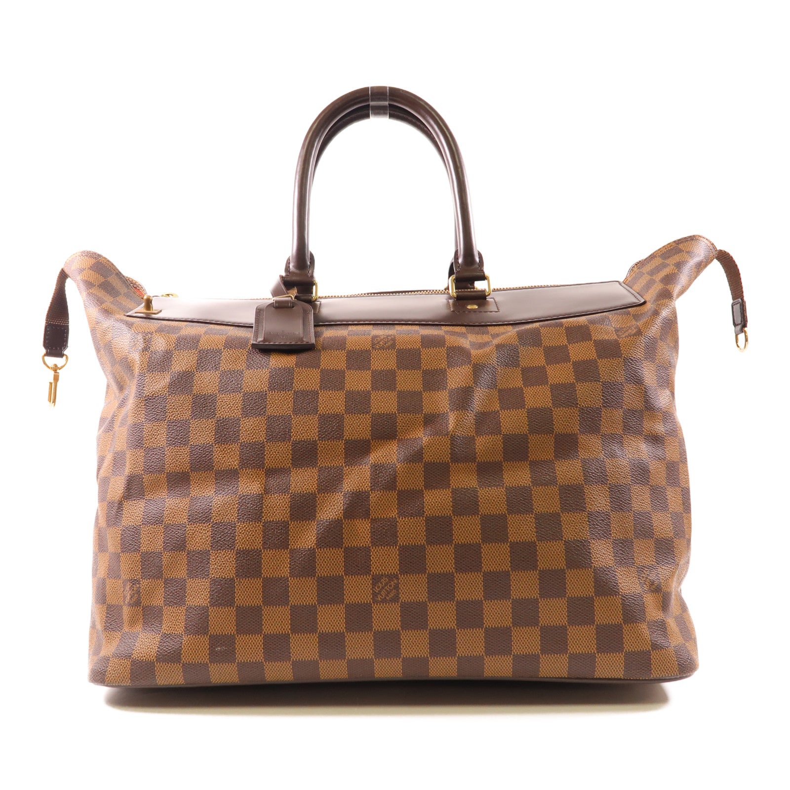 LOUIS VUITTON Damier Greenwich PM金扣手挽袋