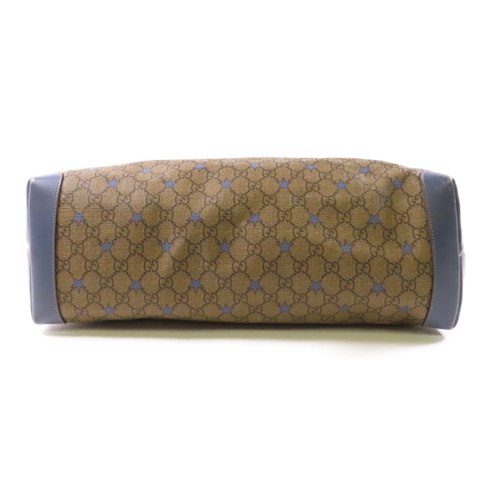 GUCCI GG Tote Bag 309497 PVC Coated Canvas Brown Blue