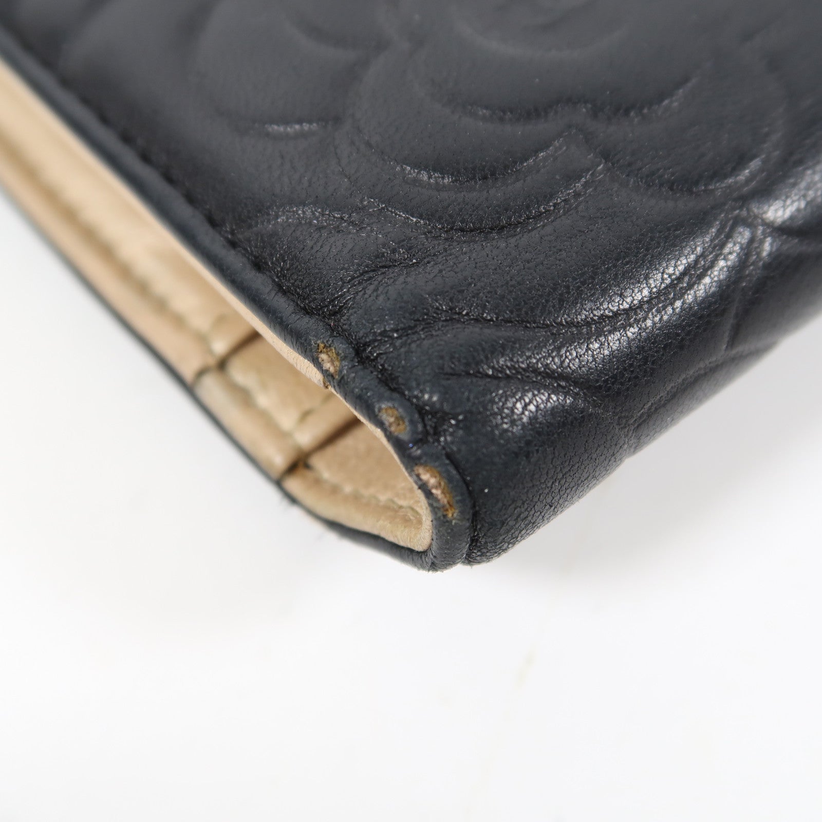 CHANEL 羊皮皮革Long Wallet金扣長錢包黑色