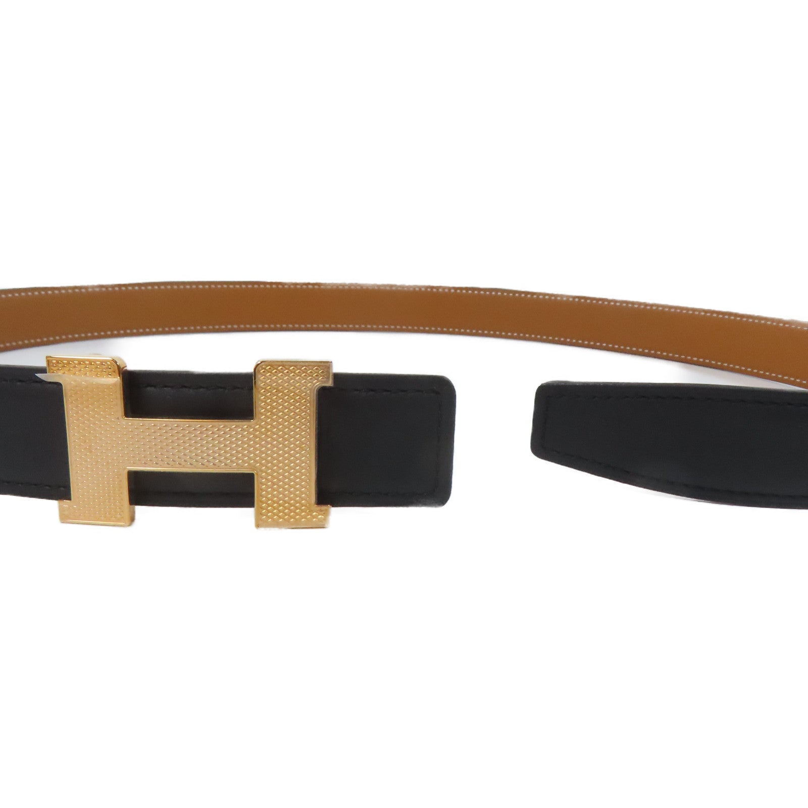 HERMES Swift皮革Belt 75cm金扣皮帶Noir黑色