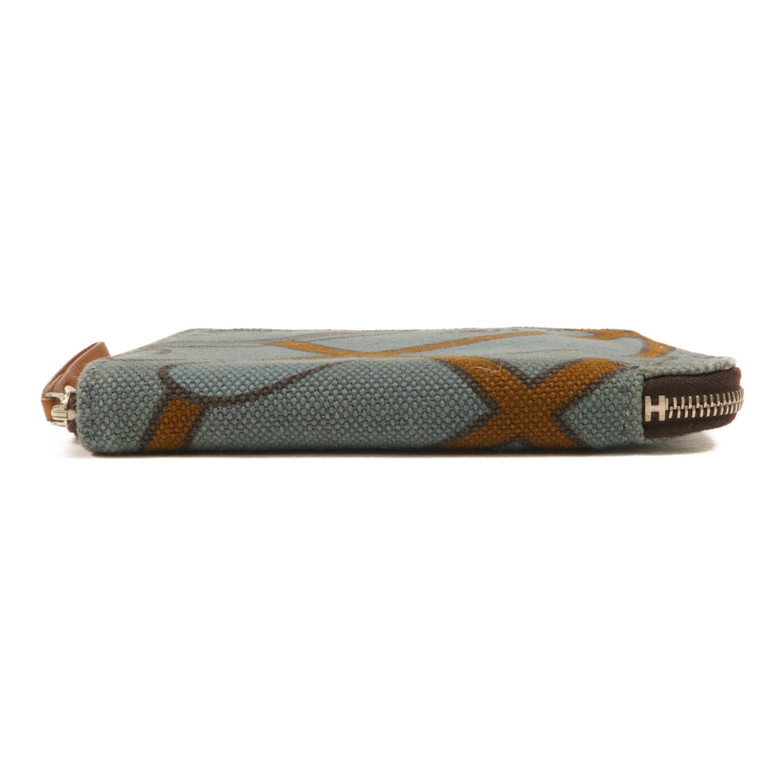 HERMES 帆布Steeple PM錢包Celeste/Ecorce