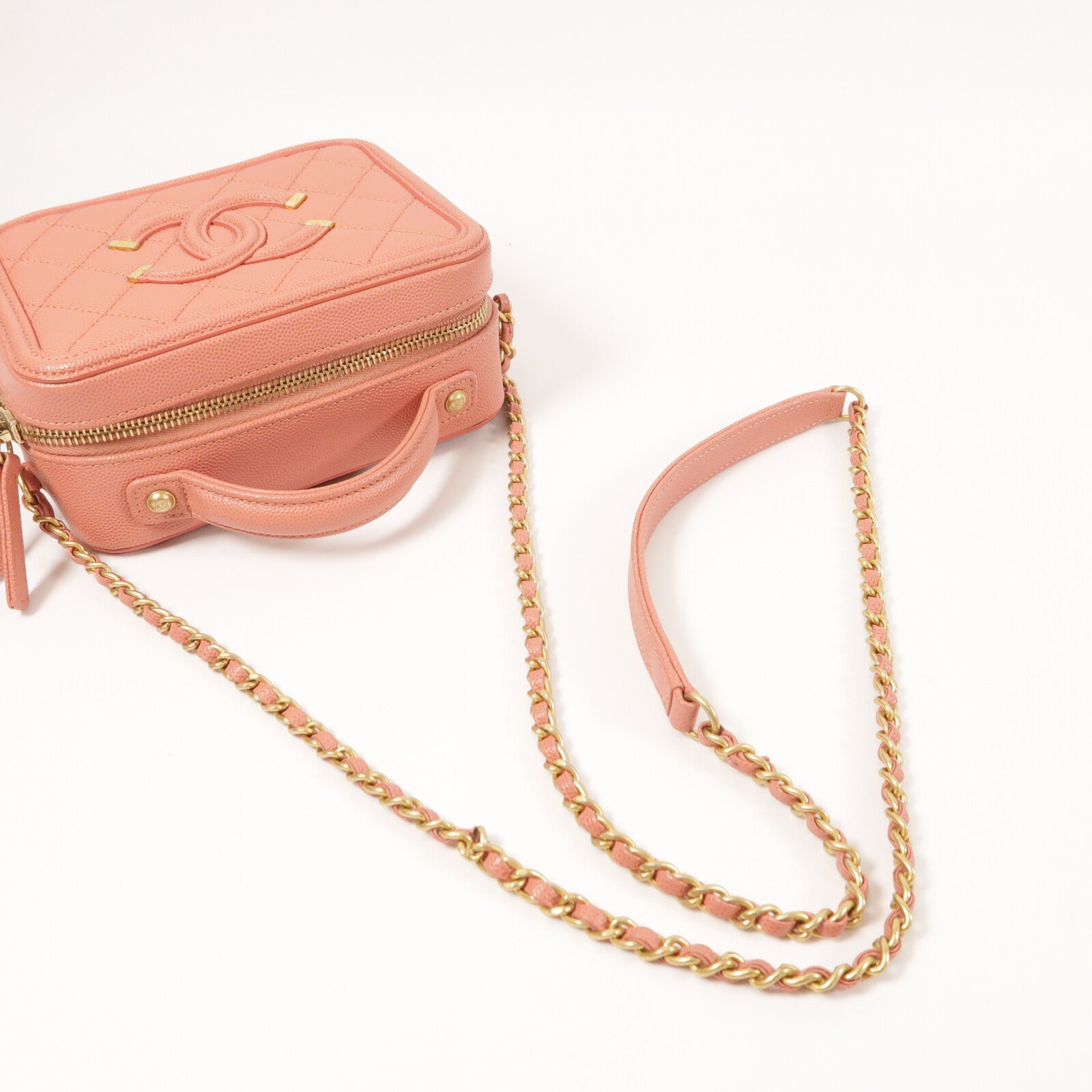 CHANEL 牛皮皮革Vanity Case金扣手挽肩背兩用袋