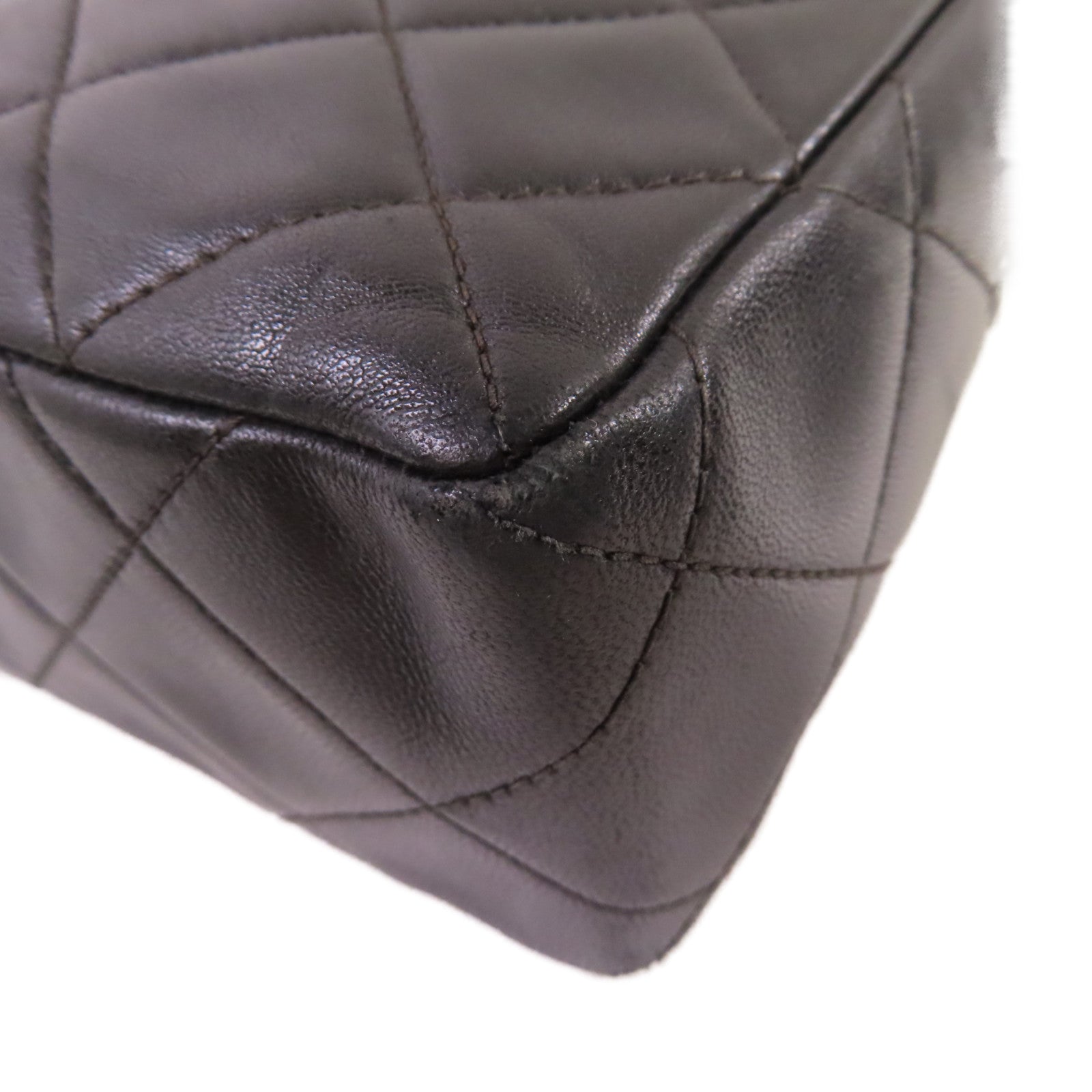 CHANEL 菱格羊皮皮革Vintage Shoulder Bag金扣肩背袋黑色