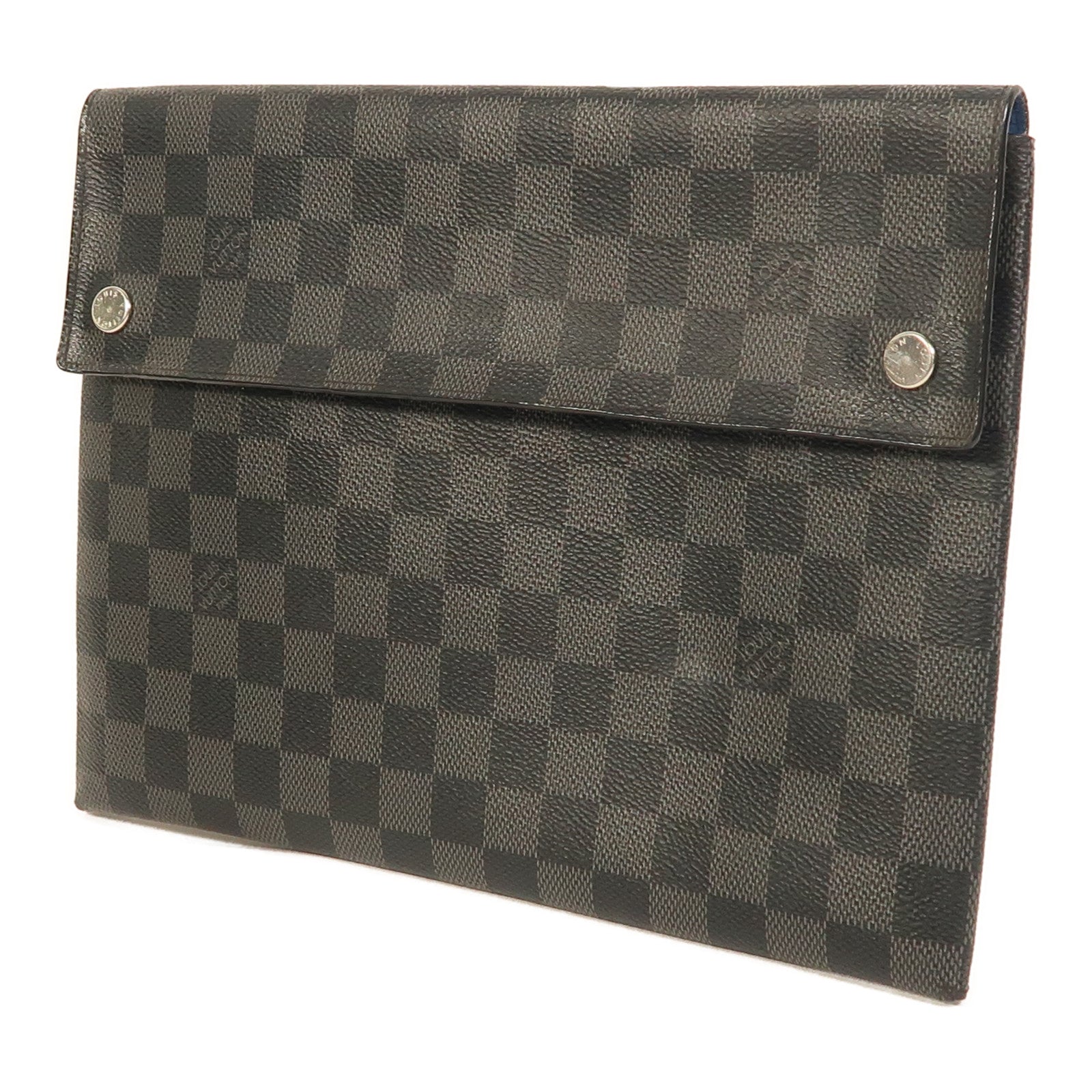 LOUIS VUITTON Damier Graphite Alpha Triple銀扣手拿包