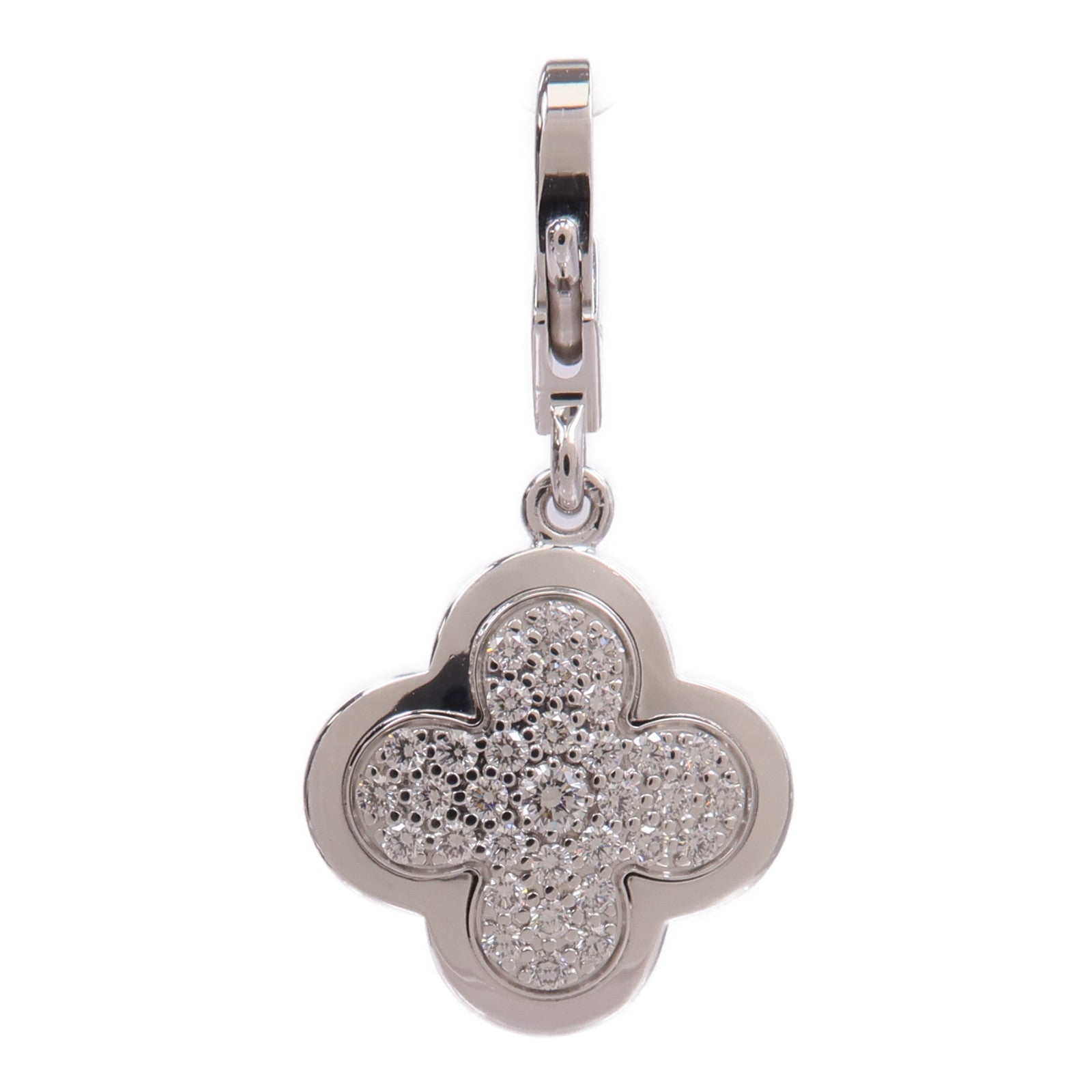 Van Cleef & Arpels 18K白金Diamond Alhambra Charm鑽石掛飾