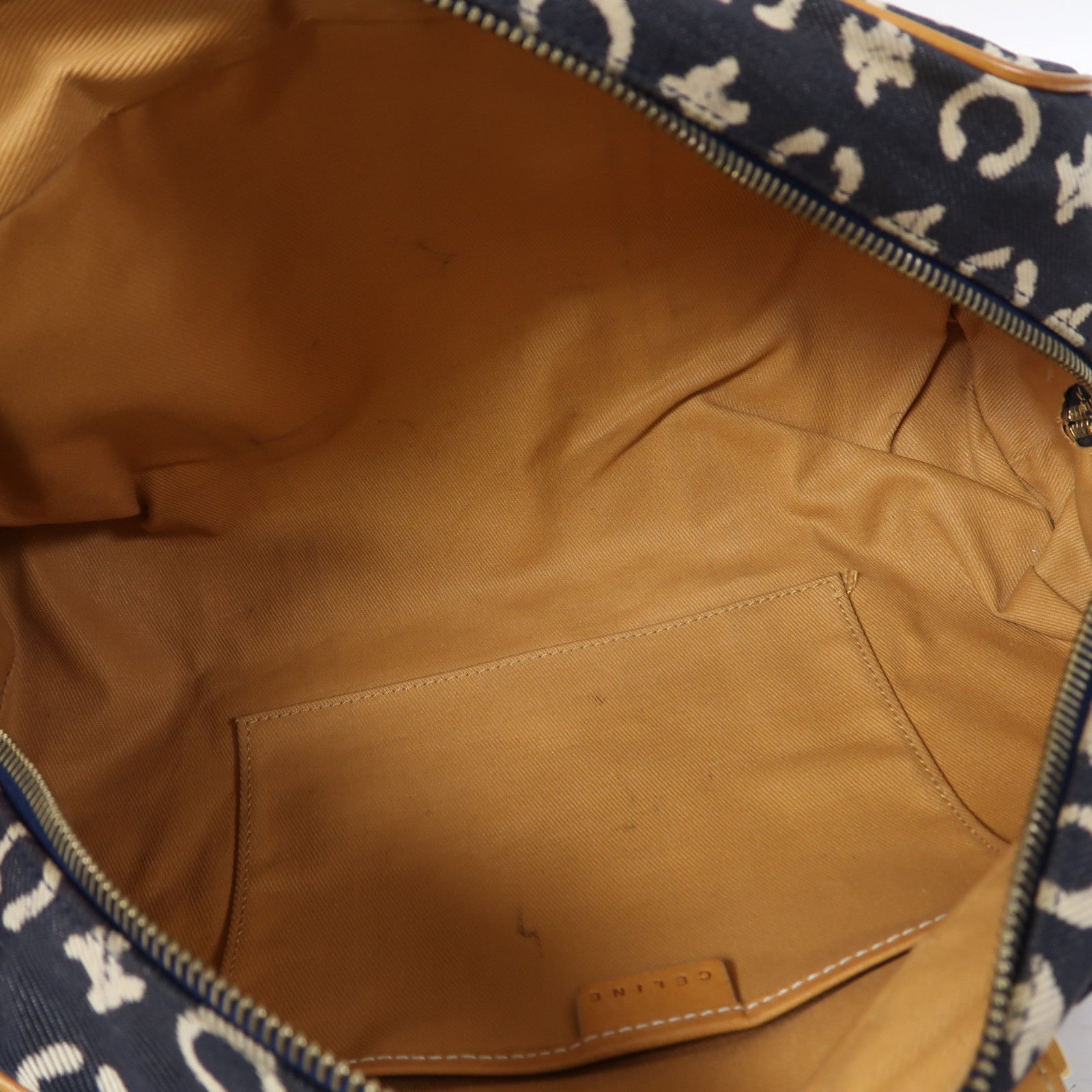 CELINE 帆布Shoulder Bag金扣肩背袋深藍色