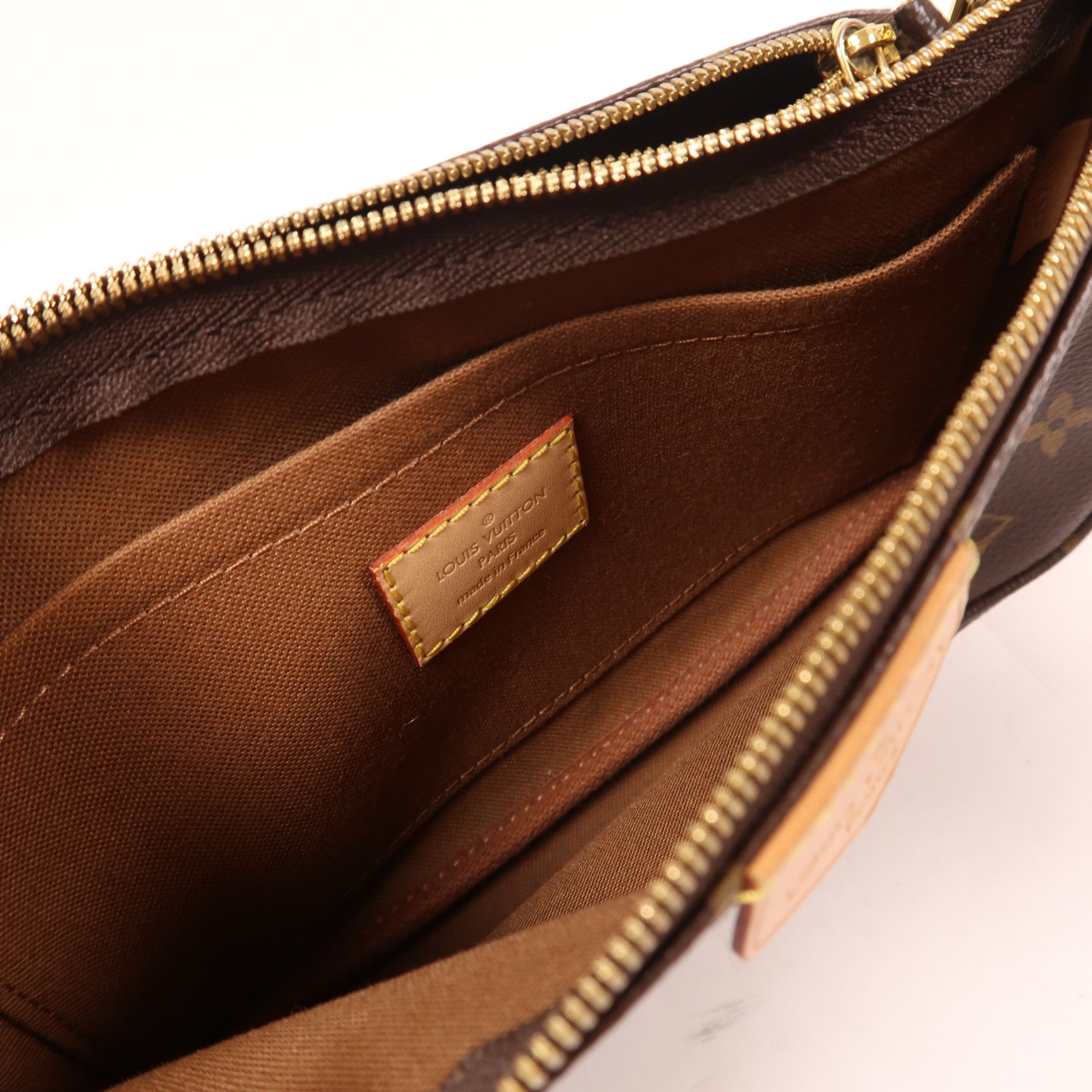 LOUIS VUITTON Monogram Multi Pochette Accessoires金扣肩背袋棕色