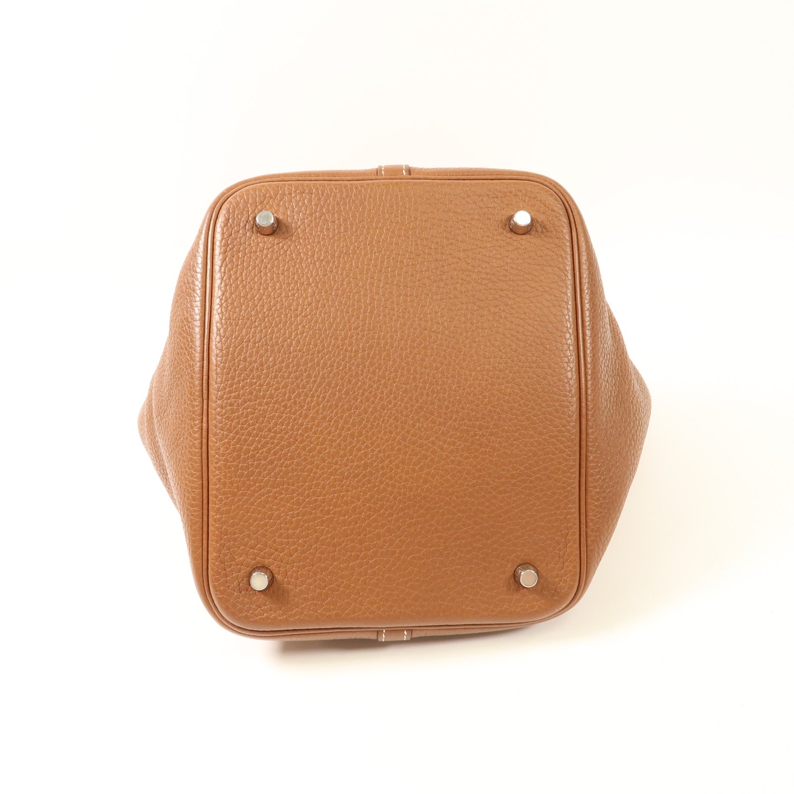 HERMES Clemence皮革Picotin MM銀扣手挽袋Gold