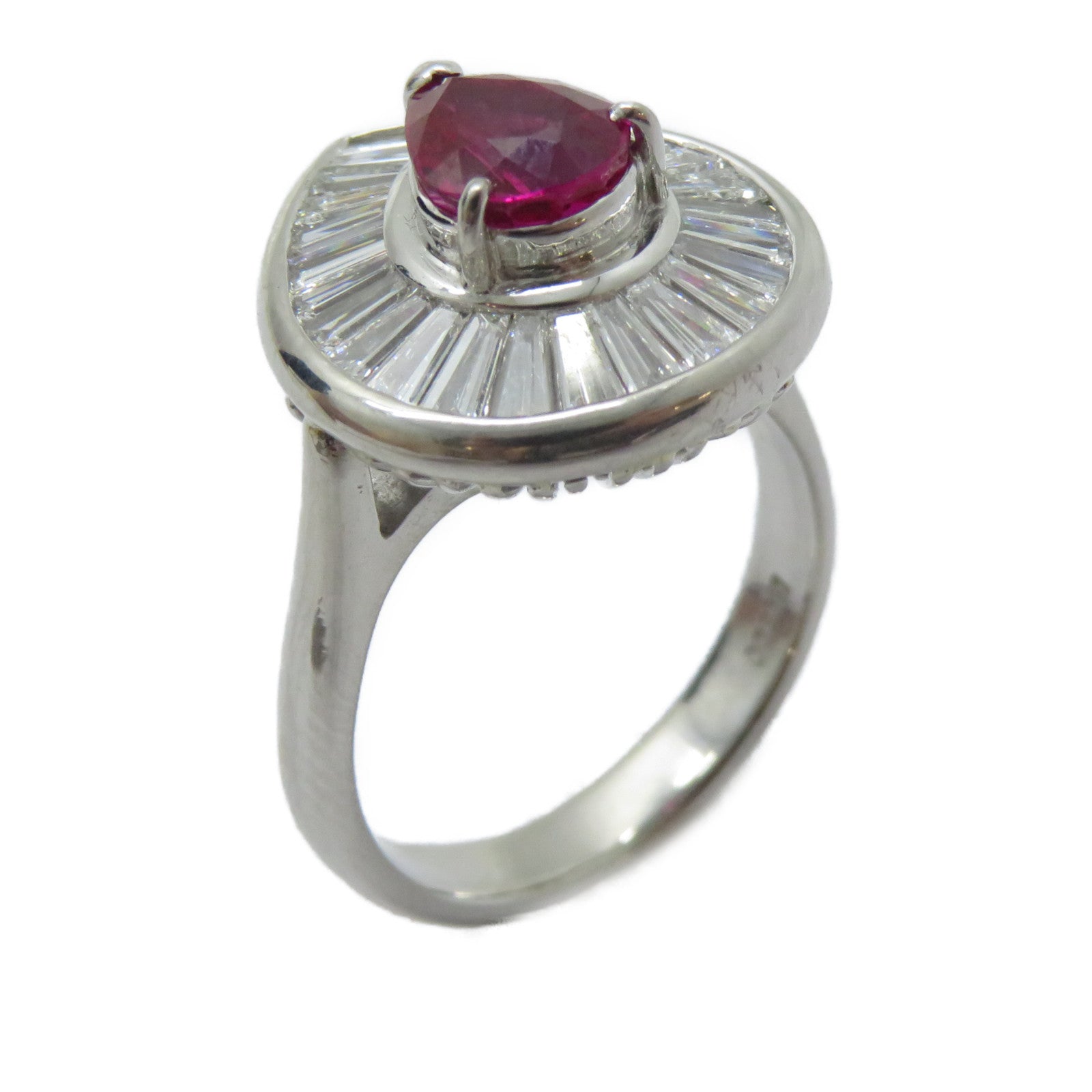 JEWELRY PT900鉑金Ruby Ring 1.34ct紅寶石/1.01ct鑚石戒指US#6.25