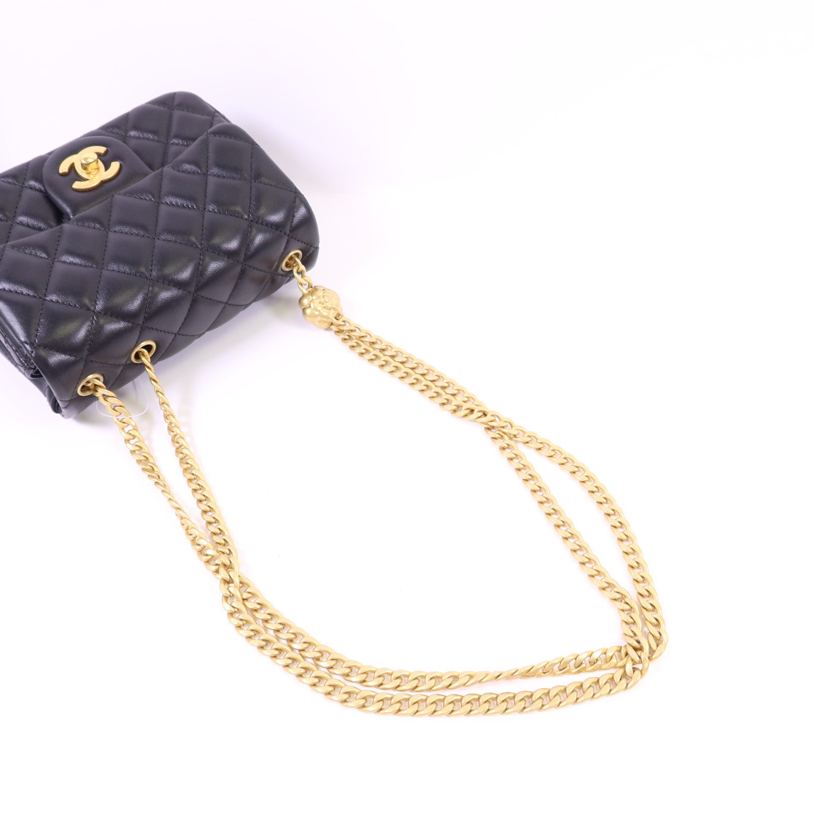 CHANEL 羊皮皮革Mini Classic 17金扣鏈帶肩背袋