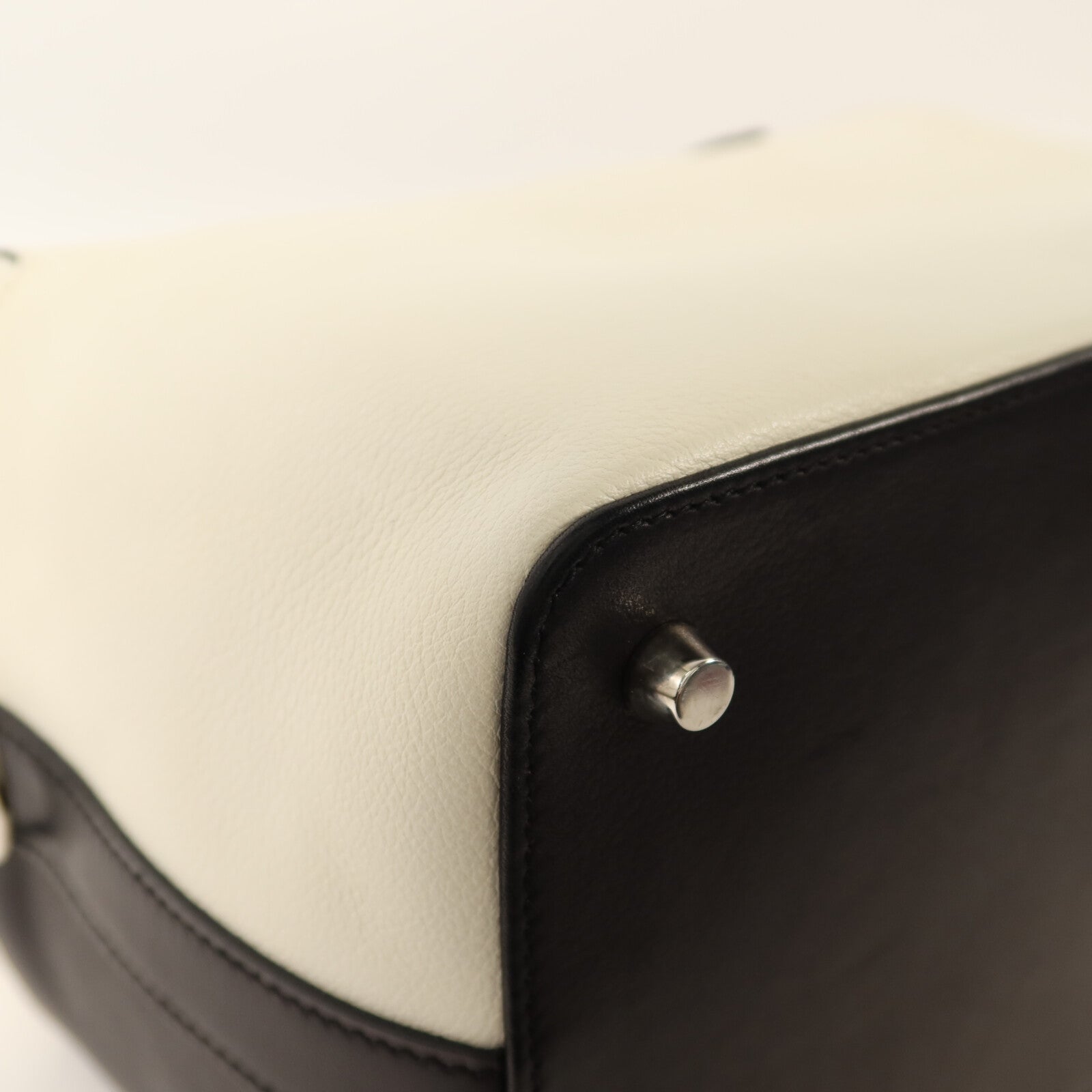 HERMES Evercolor皮革ToolBox 20銀扣手挽肩背兩用袋White/Noir