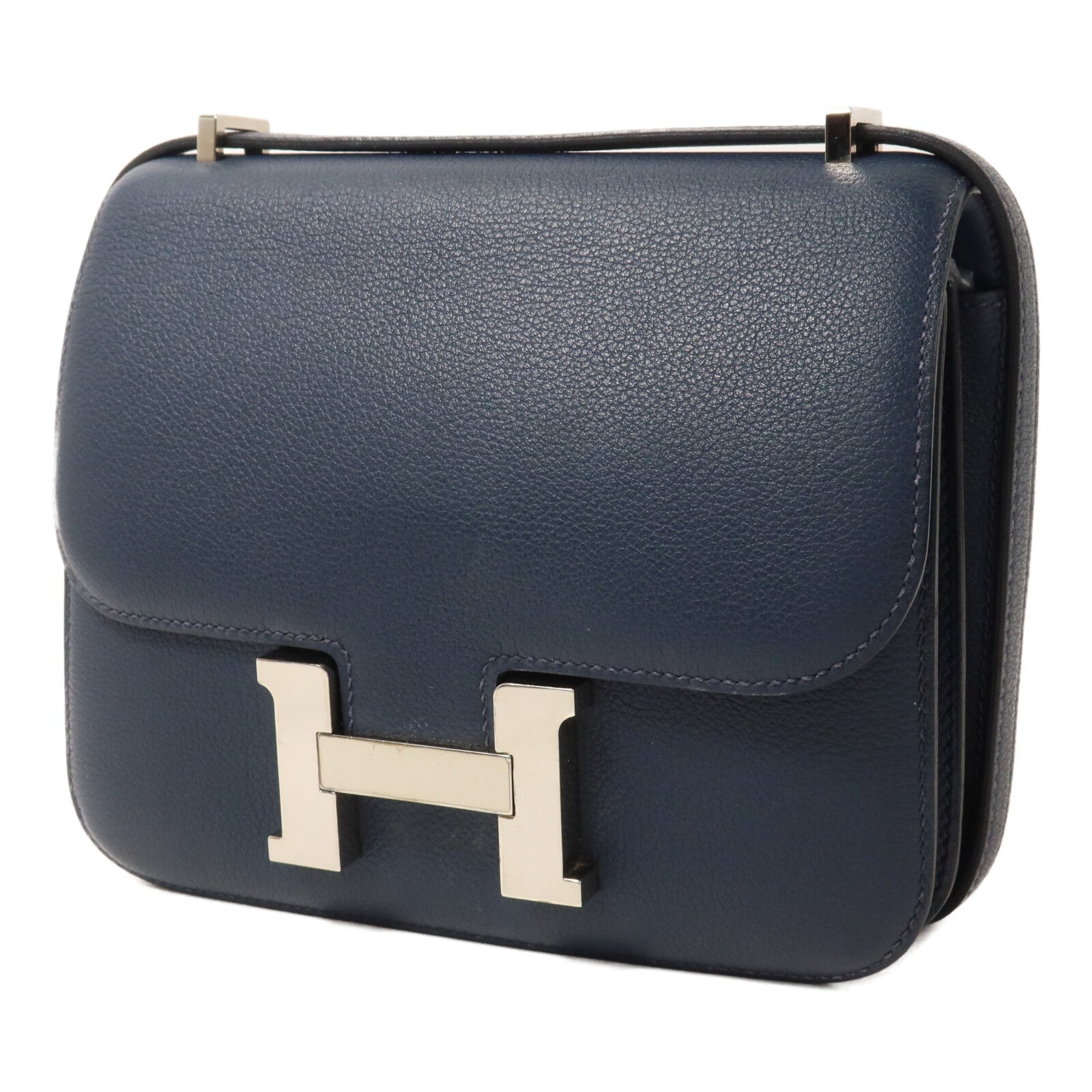 HERMES Evercolor皮革Constance Mini肩背袋Bleu Agate