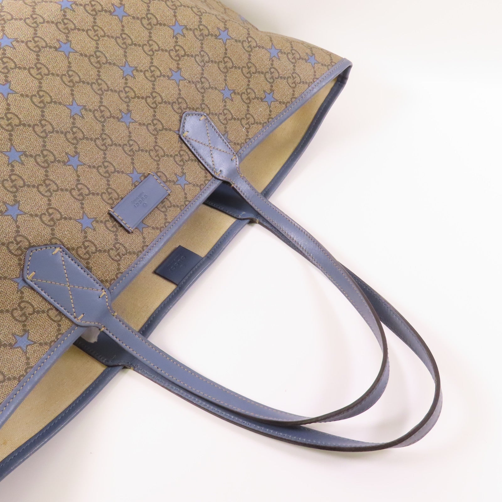 GUCCI GG Tote Bag 309497 PVC Coated Canvas Brown Blue